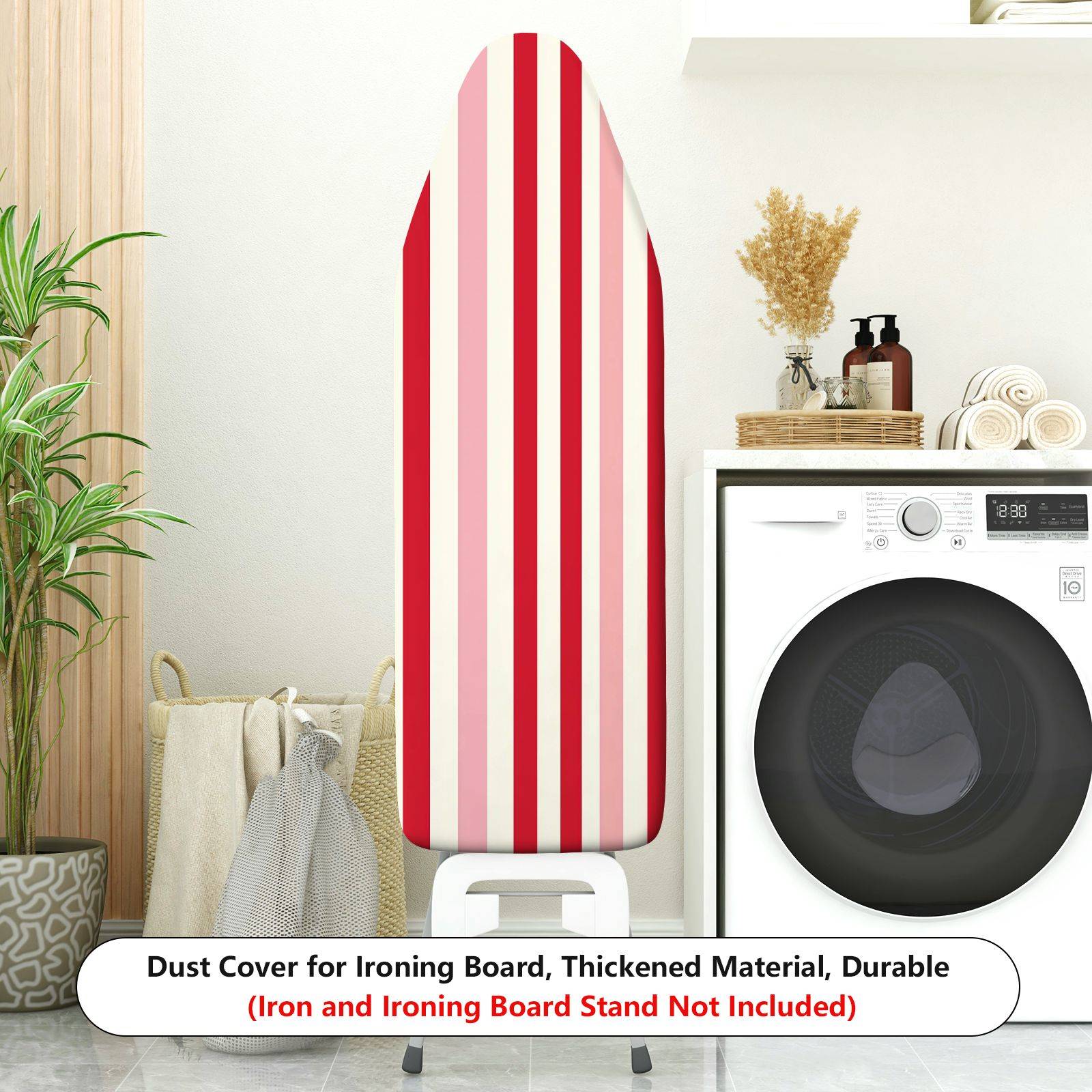 1-Piece Striped Pattern Red and White Modern  Ironing Board Cover, Universal Size, Without Board
