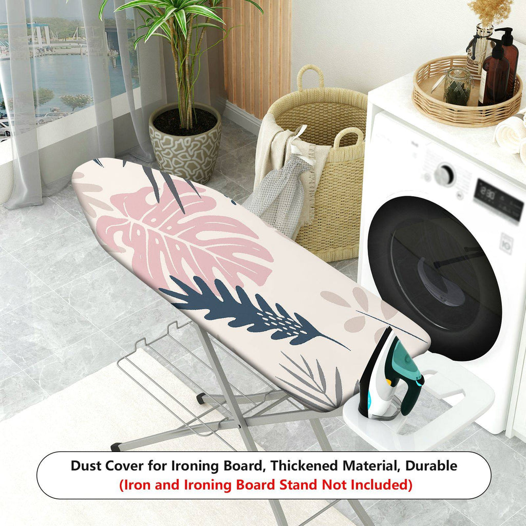 1-Piece Tropical Leaves Pink Green Artistic  Ironing Board Cover, Universal Size, Without Board