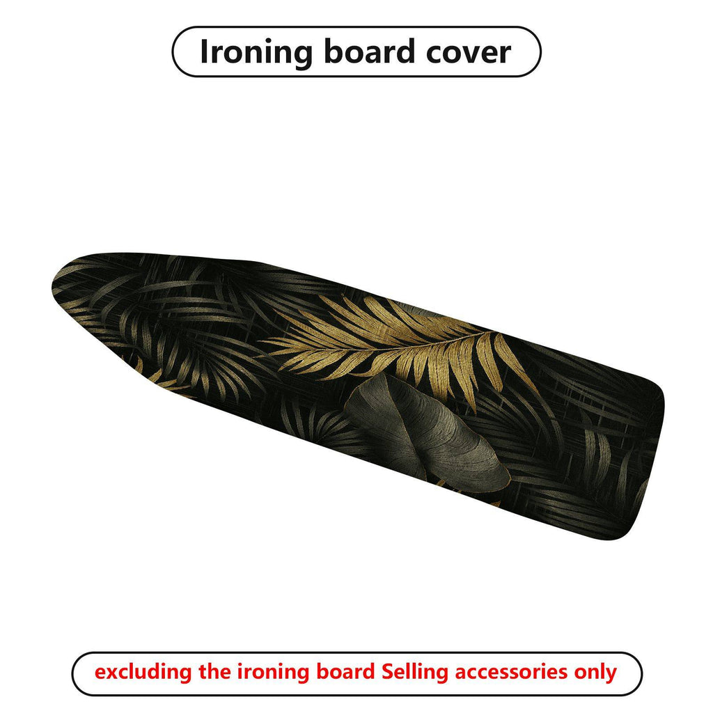 1-Piece Tropical Leaf Black Gold  Ironing Board Cover, Universal Size, Without Board