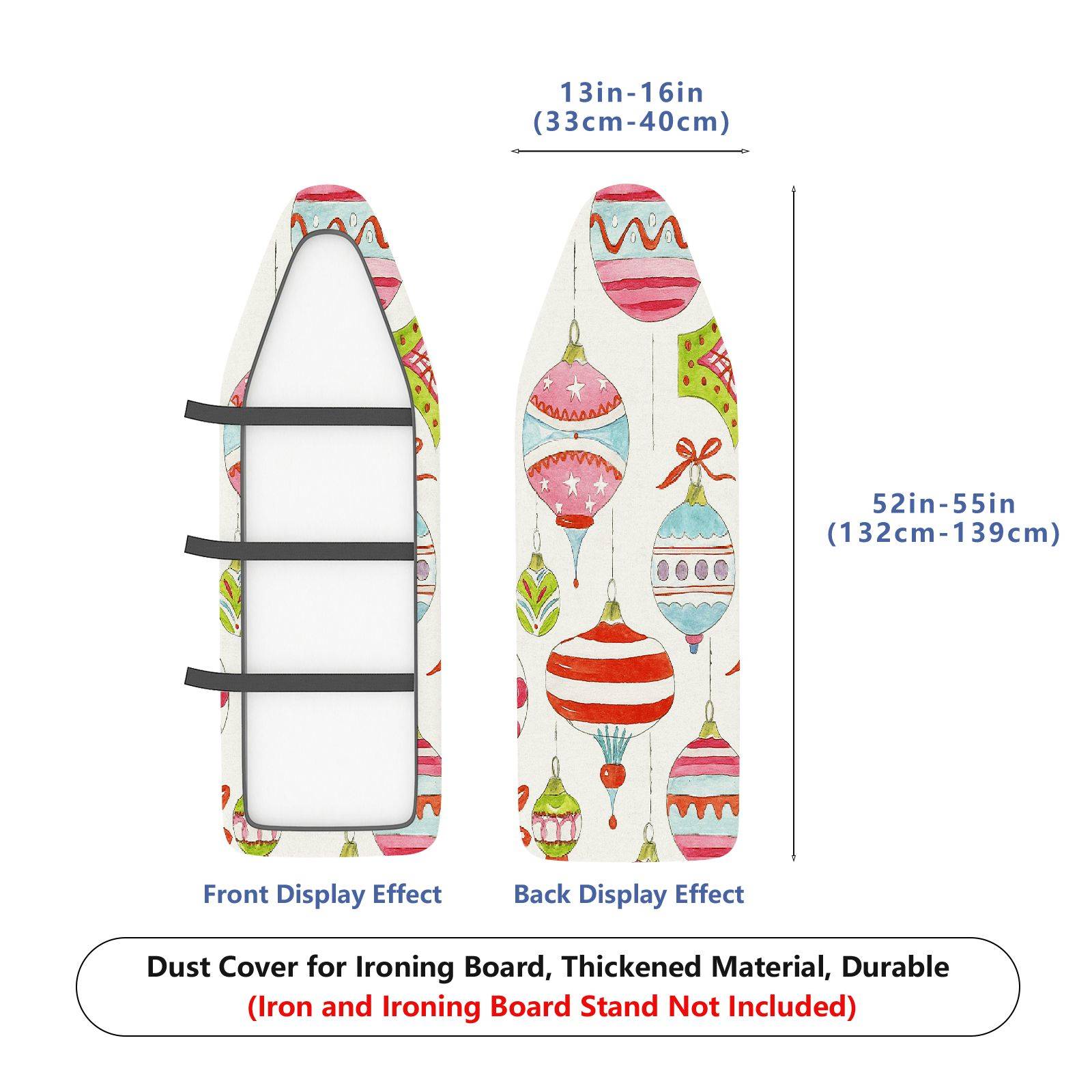 1-Piece Colorful Ornament Festive Christmas  Ironing Board Cover, Universal Size, Without Board