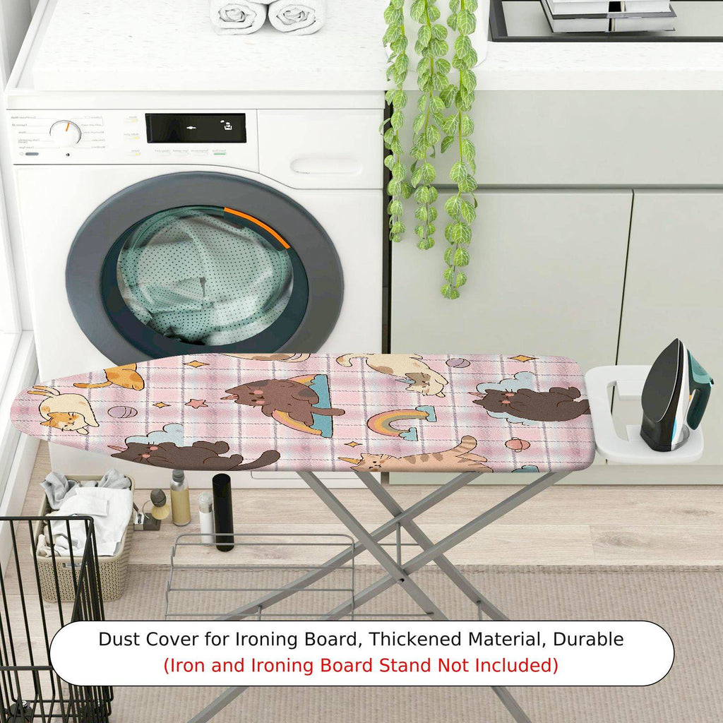 1-Piece Cat Rainbow Plaid  Ironing Board Cover, Universal Size, Without Board
