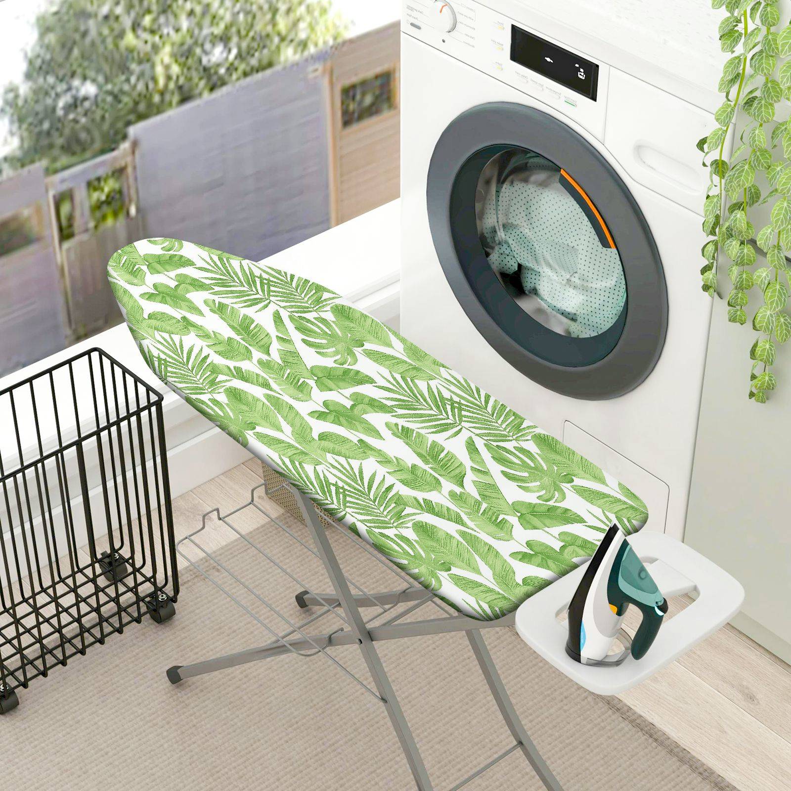 1-Piece Green Leaf Tropical Nature  Ironing Board Cover, Universal Size, Without Board