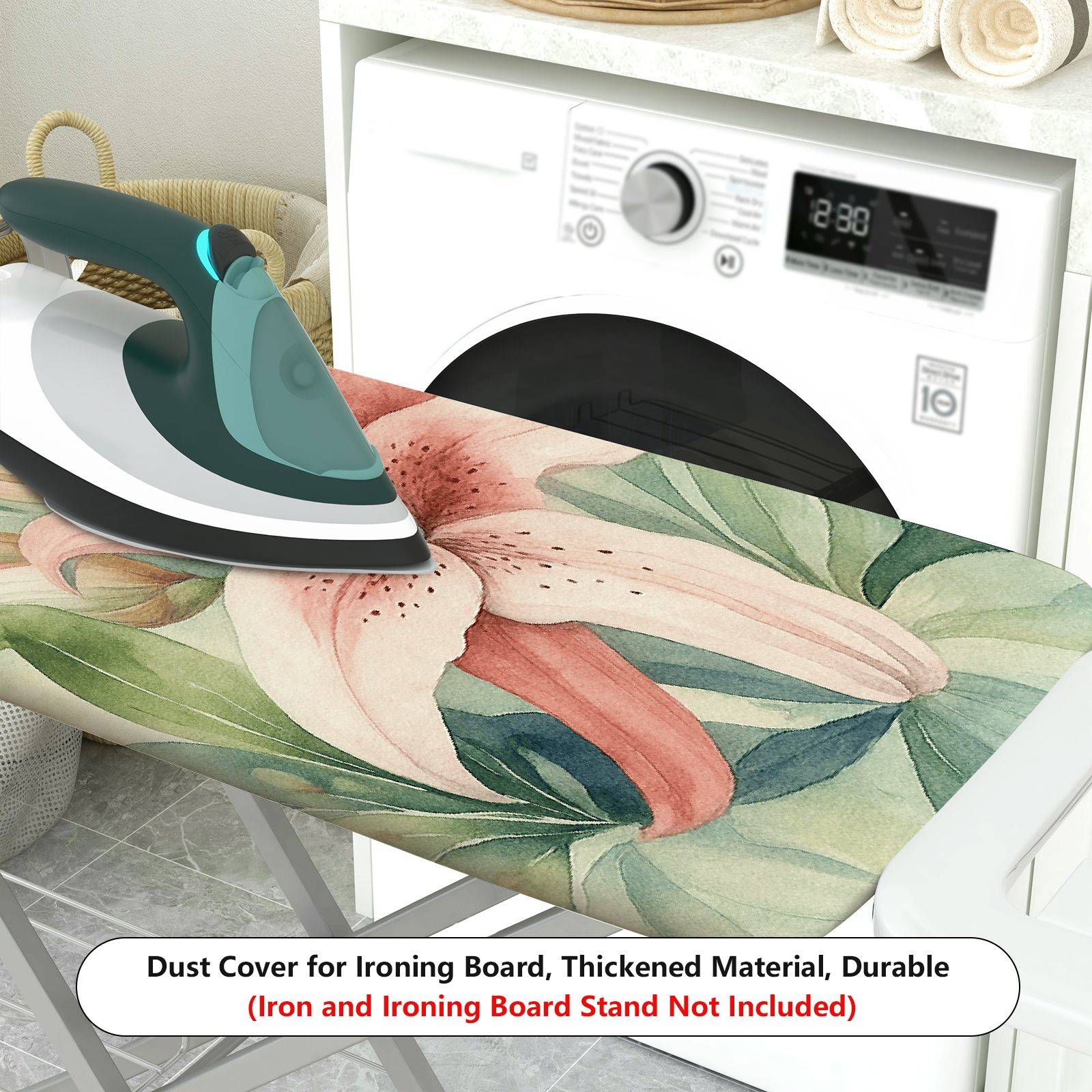 1-Piece Floral Pattern, Tropical Atmosphere, Elegant Design, Household  Ironing Board Cover, Universal Size, Without Board