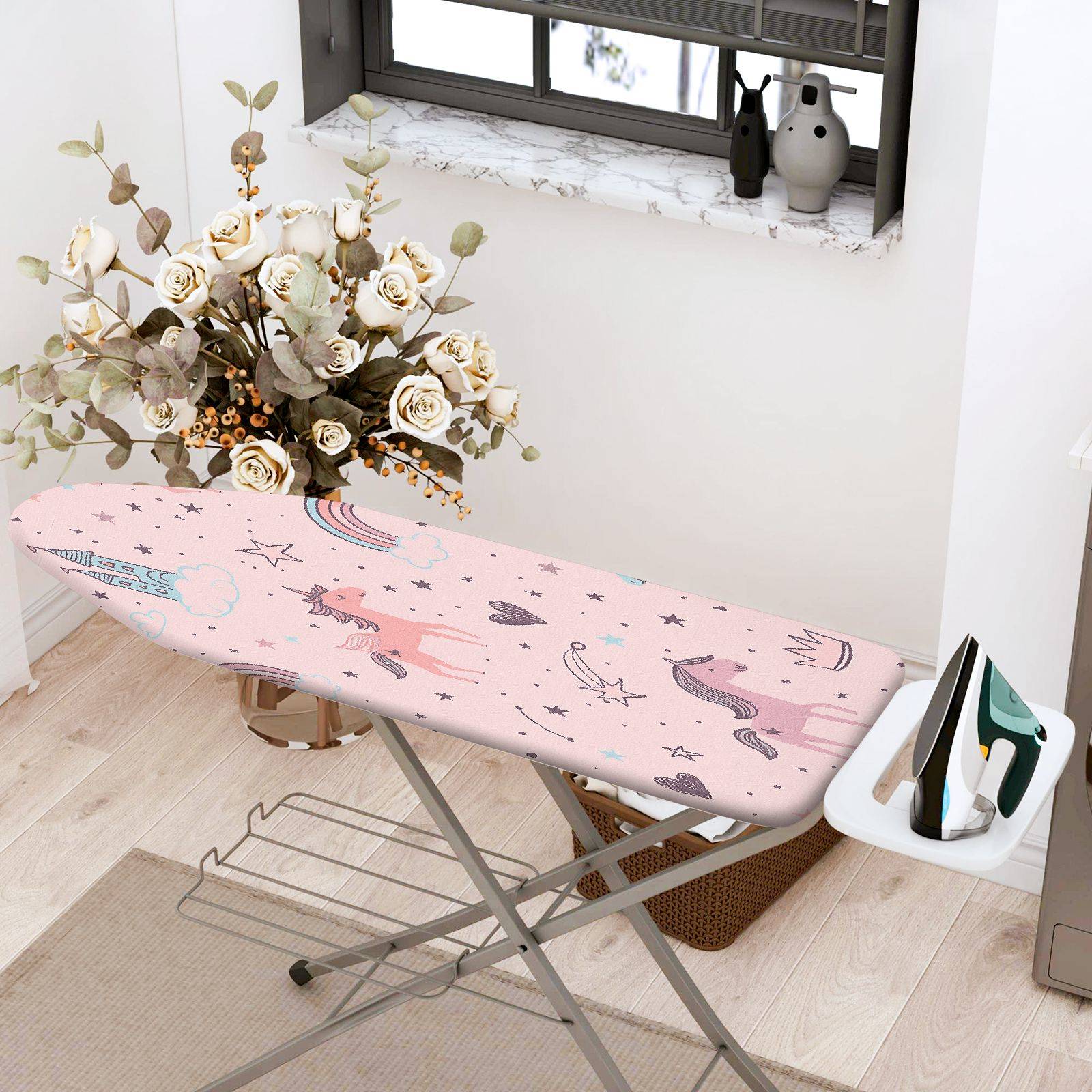 1-Piece Unicorn Rainbow Star  Ironing Board Cover, Universal Size, Without Board
