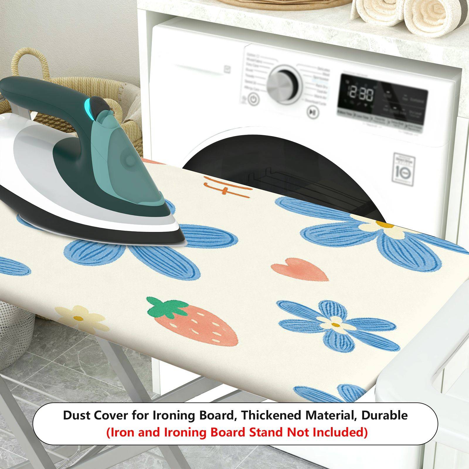 1-Piece Flower Strawberry Pattern  Ironing Board Cover, Universal Size, Without Board