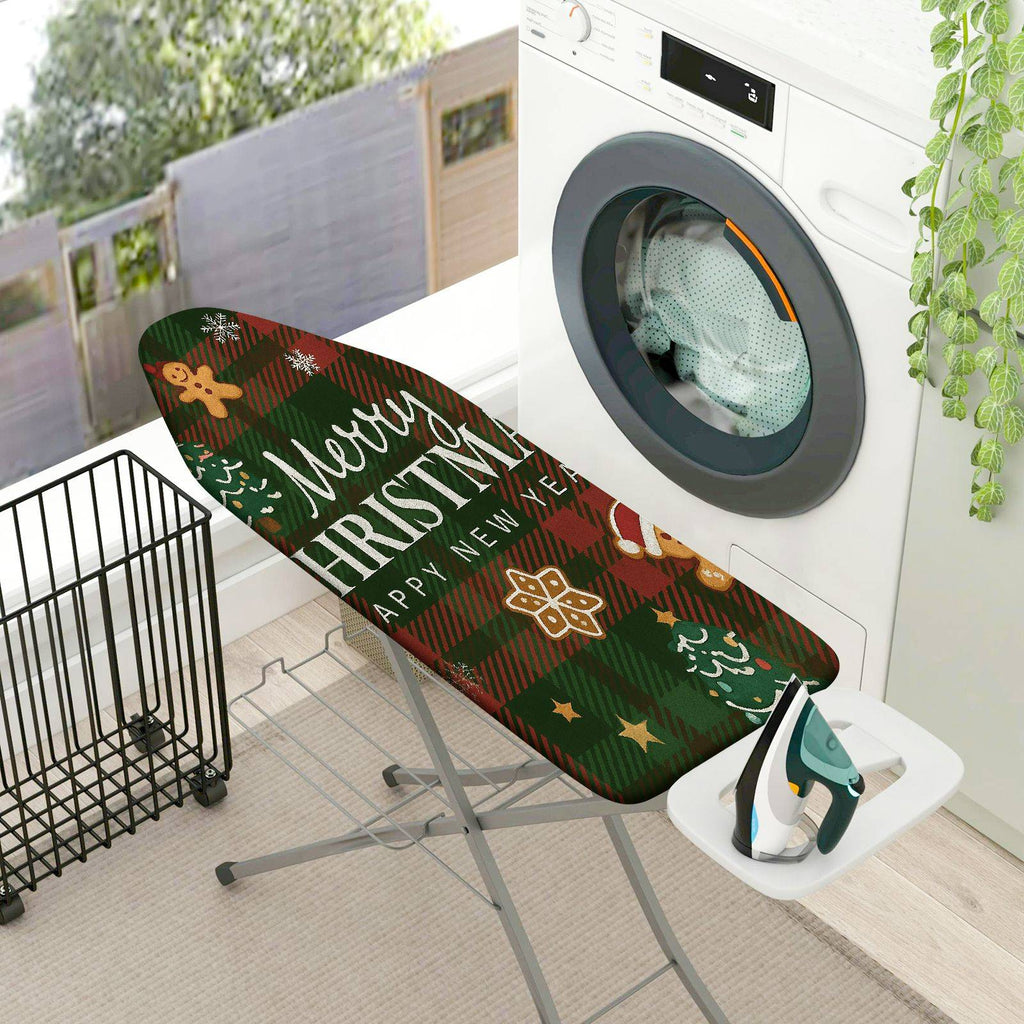 1-Piece Christmas Plaid Gingerbread  Ironing Board Cover, Universal Size, Without Board