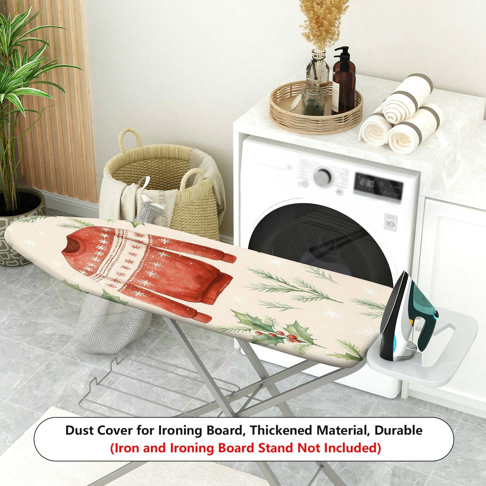 1-Piece Christmas Sweater Holly Decorative  Ironing Board Cover, Universal Size, Without Board