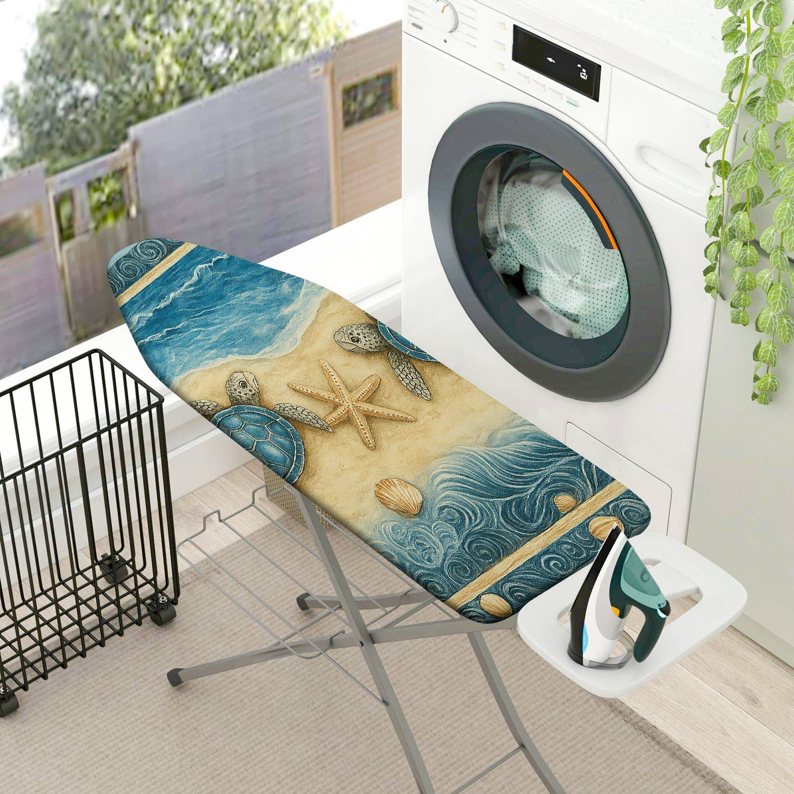 1-Piece Sea Turtle Starfish Ocean  Ironing Board Cover, Universal Size, Without Board