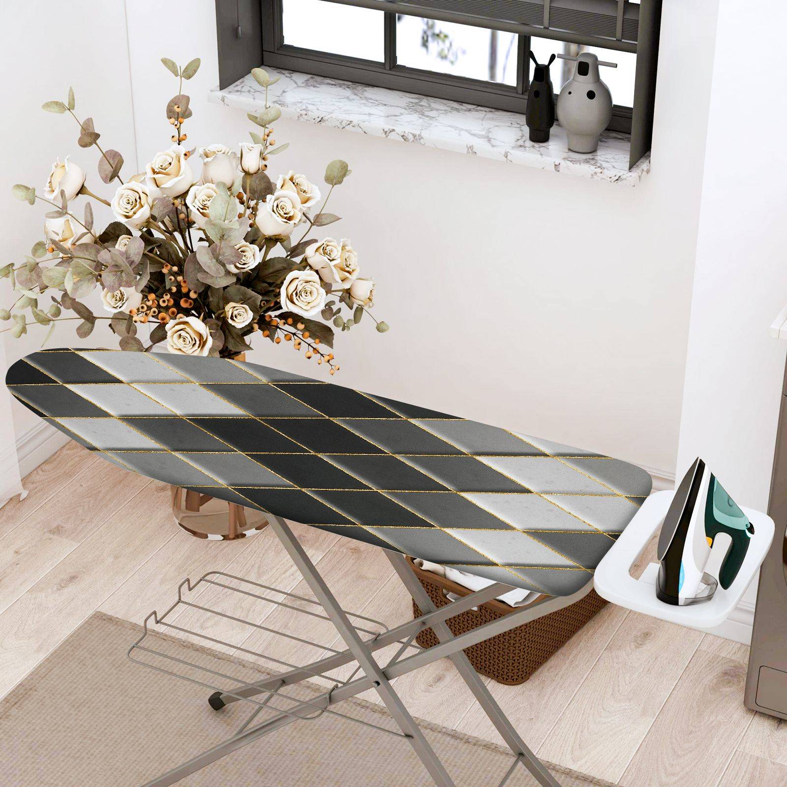 1-Piece Geometric Striped Pattern  Ironing Board Cover, Universal Size, Without Board