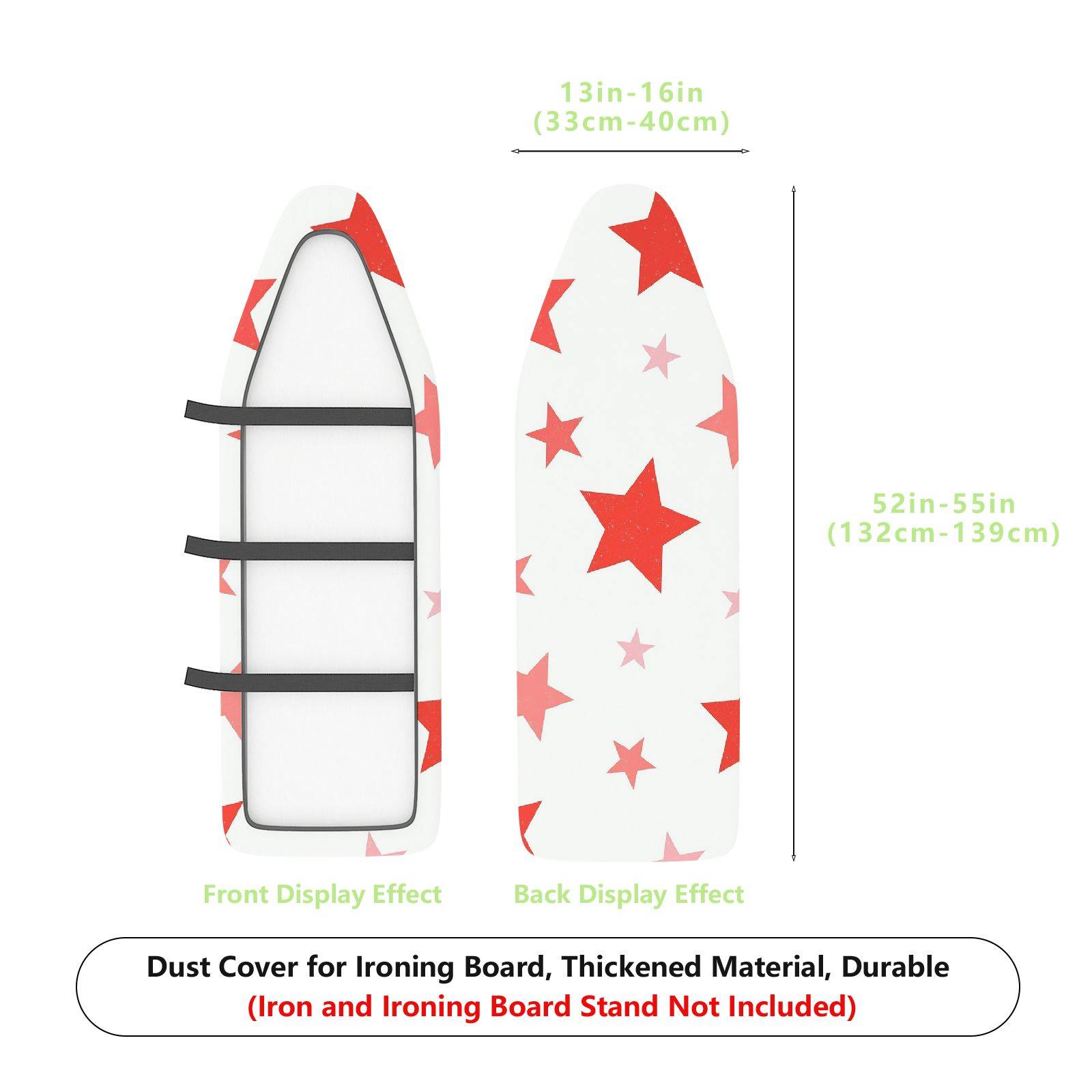 1-Piece Star Red Pattern White Background  Ironing Board Cover, Universal Size, Without Board