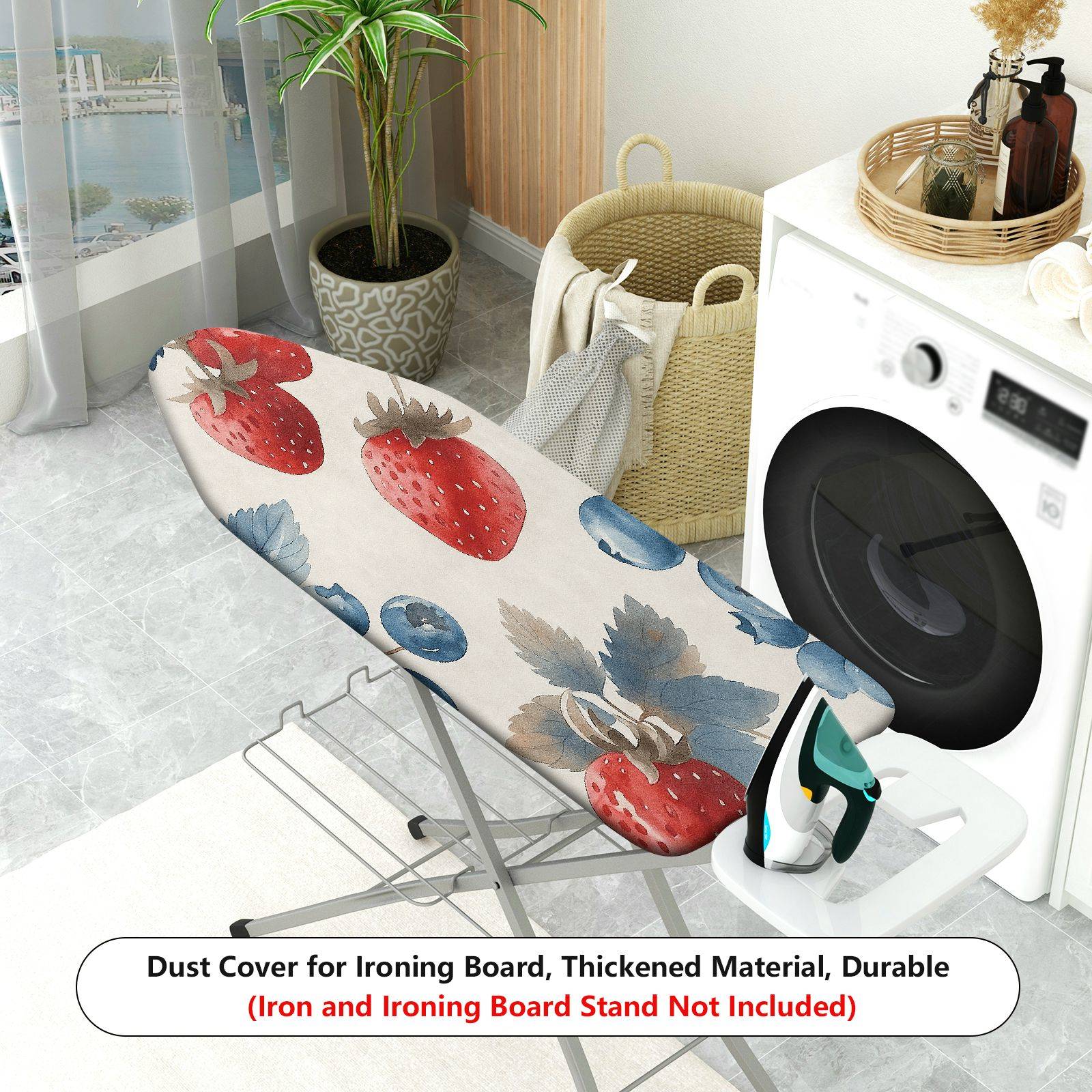 1-Piece Strawberry Blueberry Fruit  Ironing Board Cover, Universal Size, Without Board