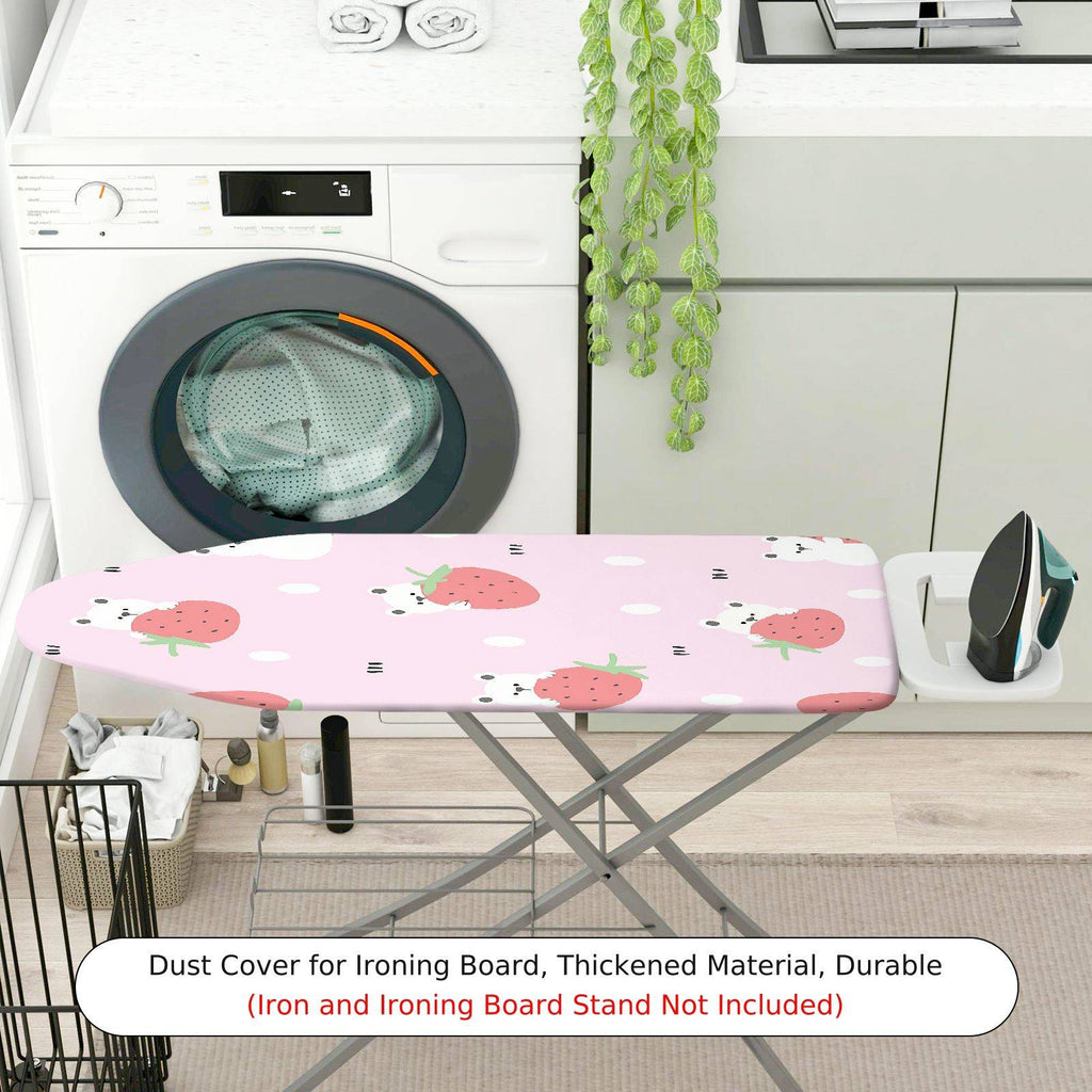 1-Piece Pink Strawberry Bear  Ironing Board Cover, Universal Size, Without Board