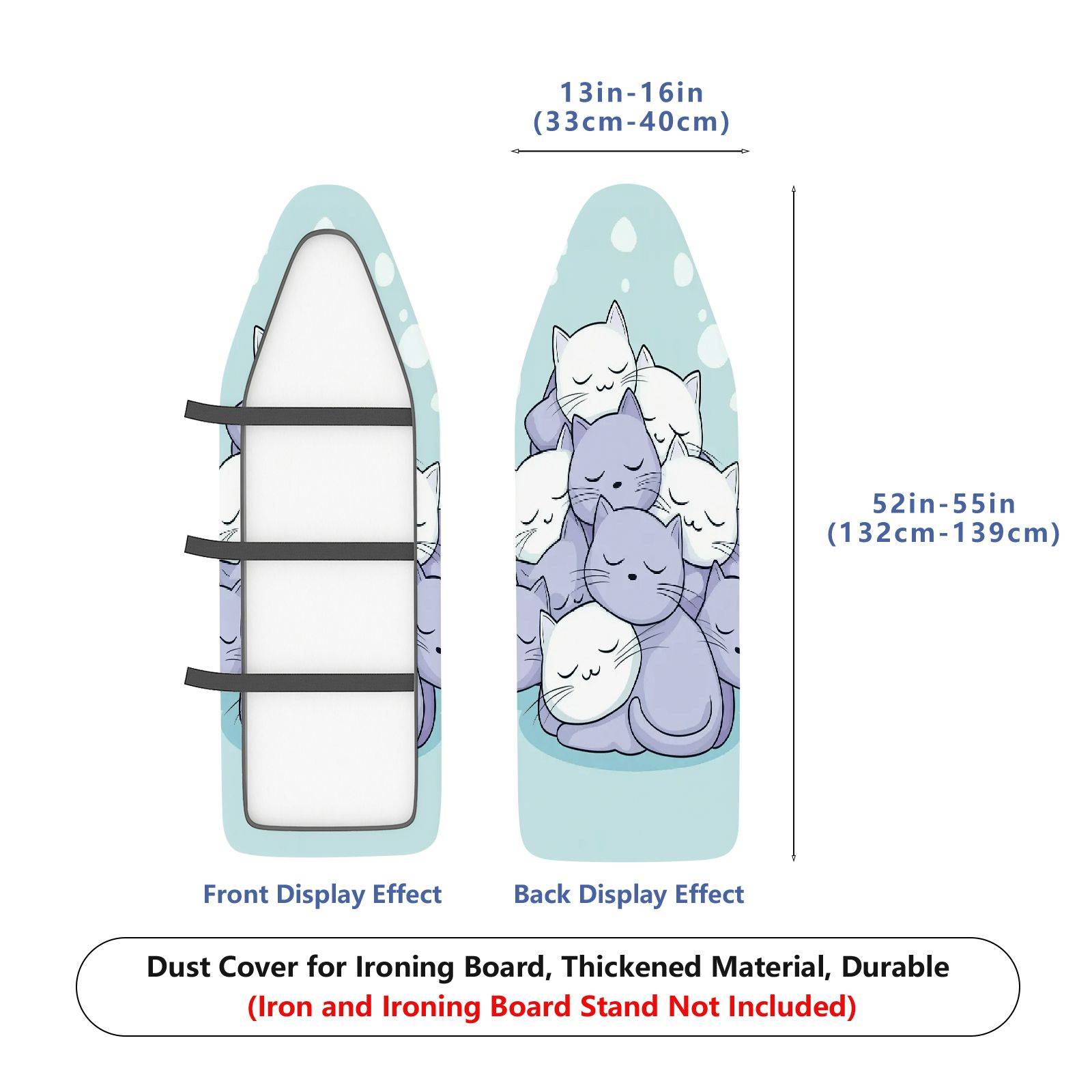 1-Piece Cat  Blue  Ironing Board Cover, Universal Size, Without Board