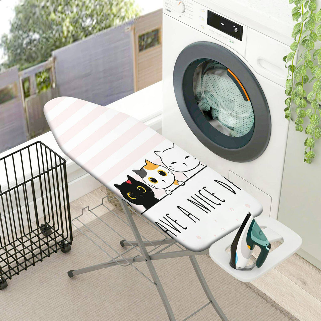 1-Piece Stripe  Cats  Ironing Board Cover, Universal Size, Without Board