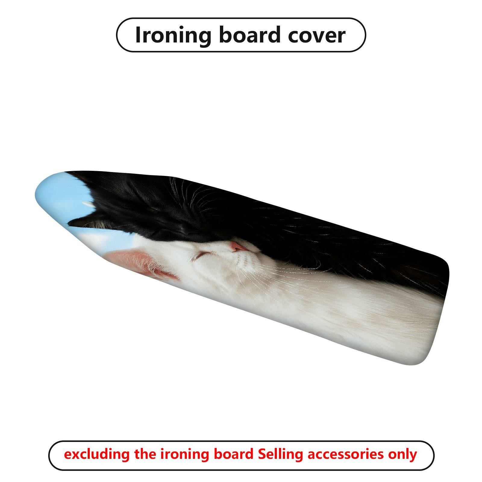 1-Piece Cat Black White Sleeping  Ironing Board Cover, Universal Size, Without Board