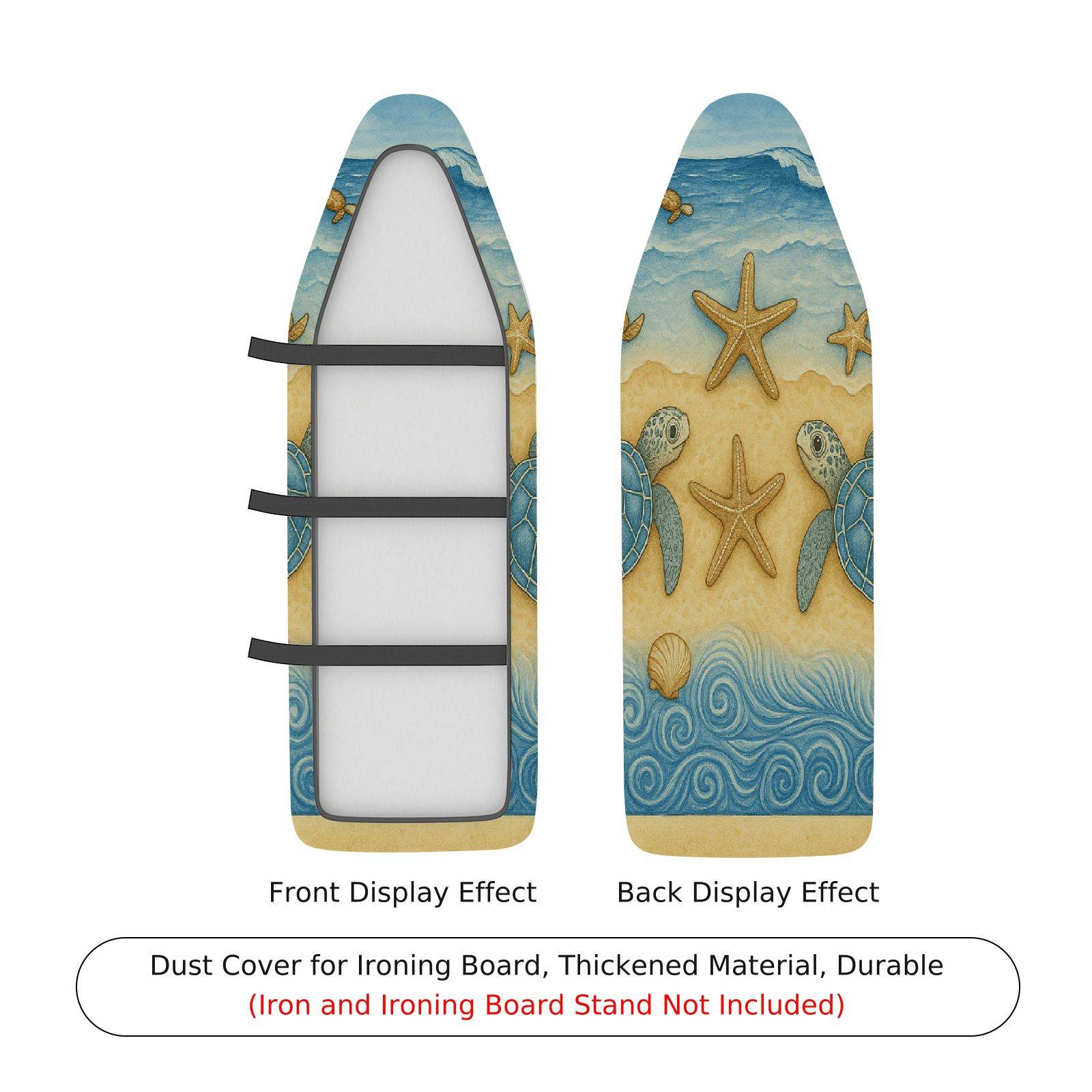 1-Piece Ocean Turtle Starfish Beach  Ironing Board Cover, Universal Size, Without Board