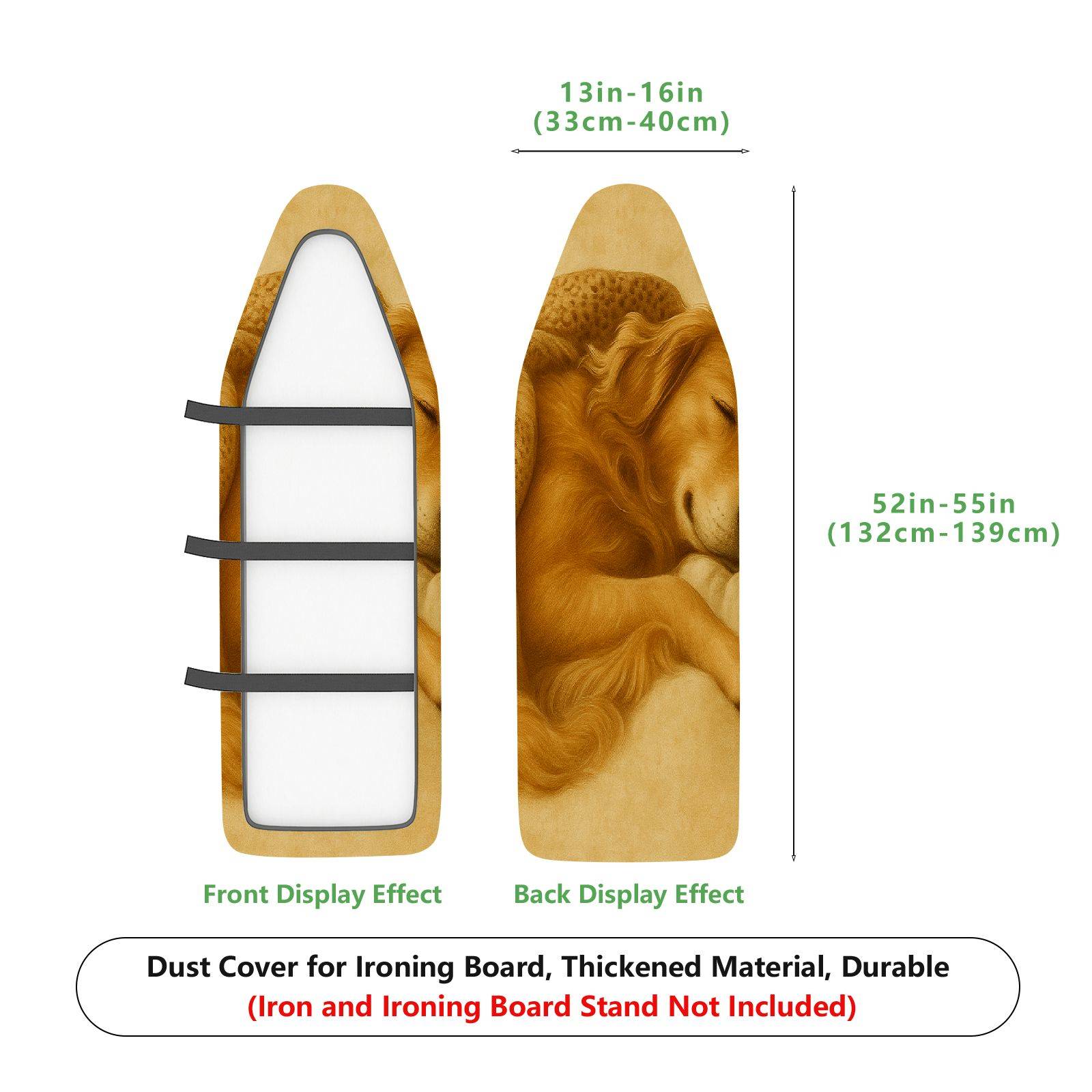 1-Piece Golden Retriever Dog Cozy Sleeping  Ironing Board Cover, Universal Size, Without Board