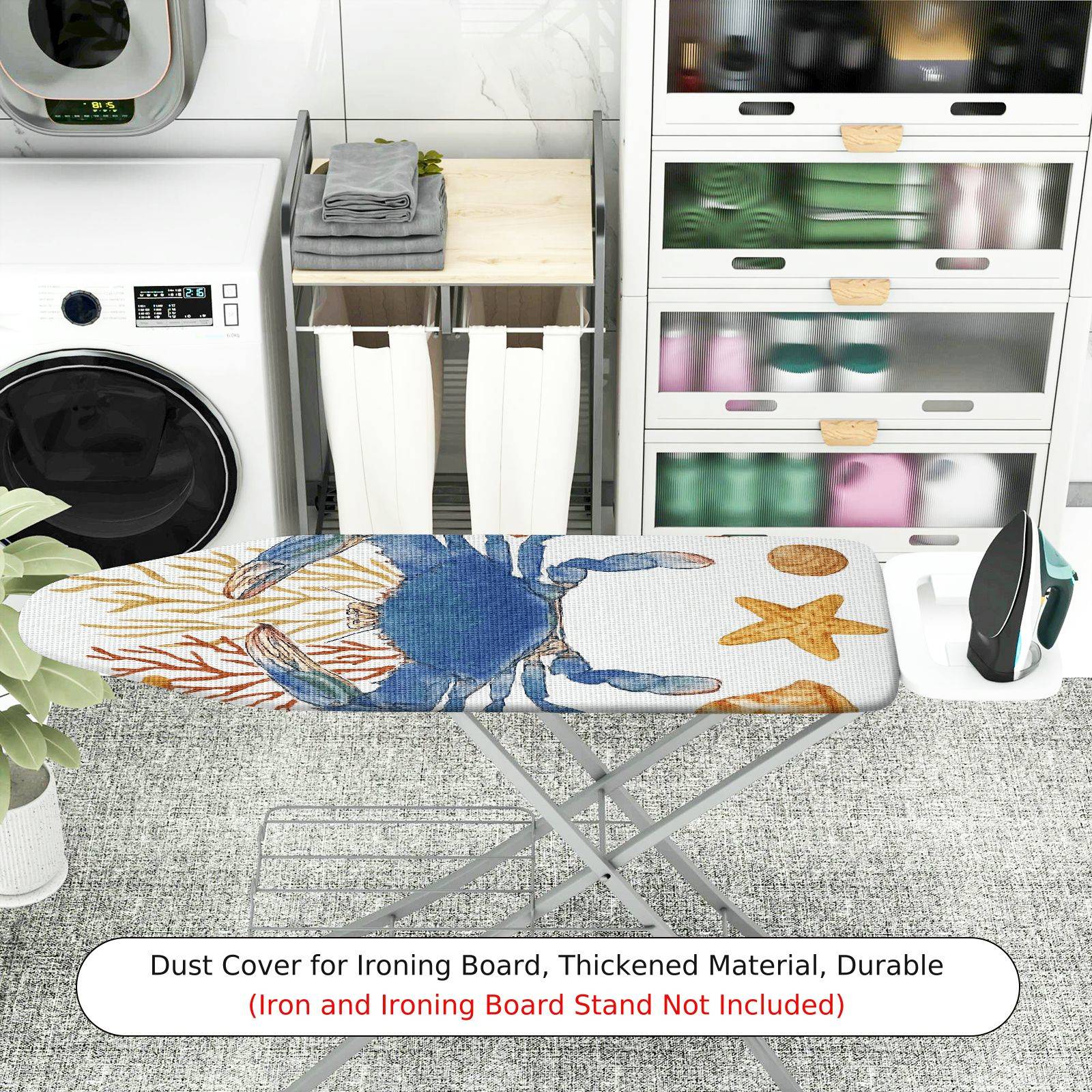 1-Piece Ocean Crab Starfish  Ironing Board Cover, Universal Size, Without Board