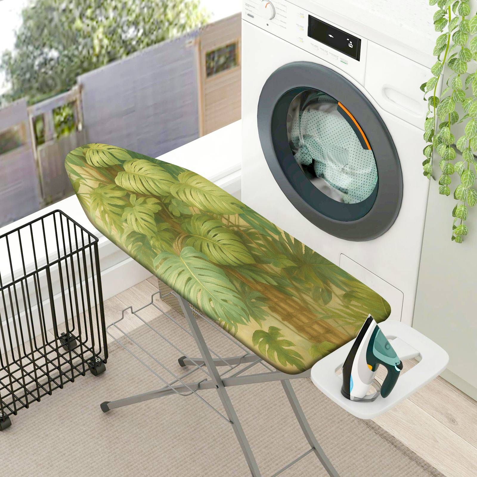 1-Piece Tropical Leaves Green Nature  Ironing Board Cover, Universal Size, Without Board