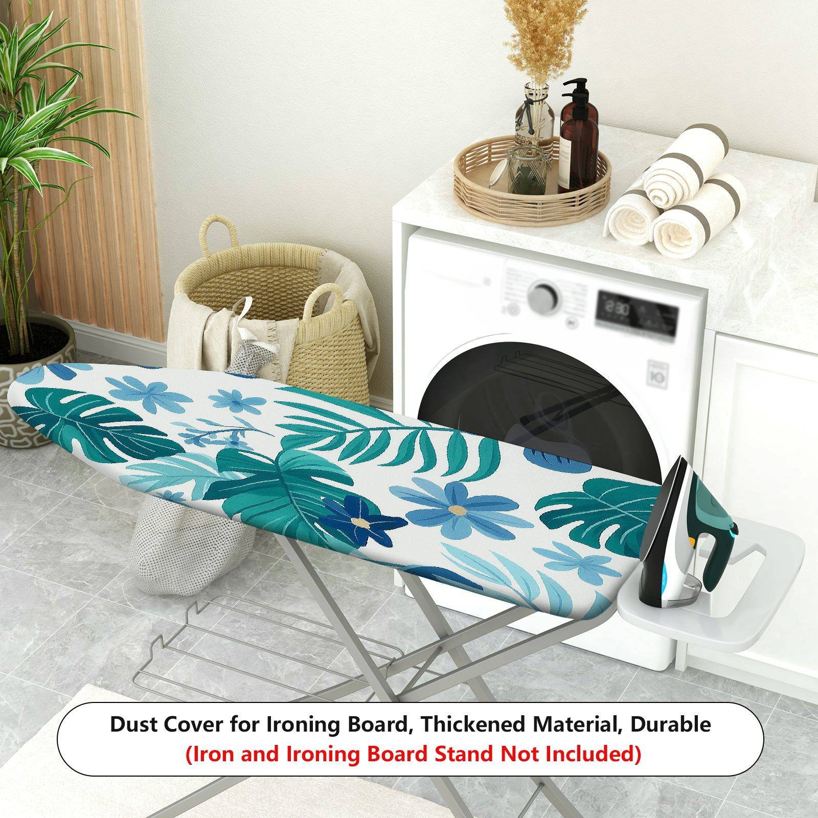 1-Piece Tropical Floral Leaf Design  Ironing Board Cover, Universal Size, Without Board