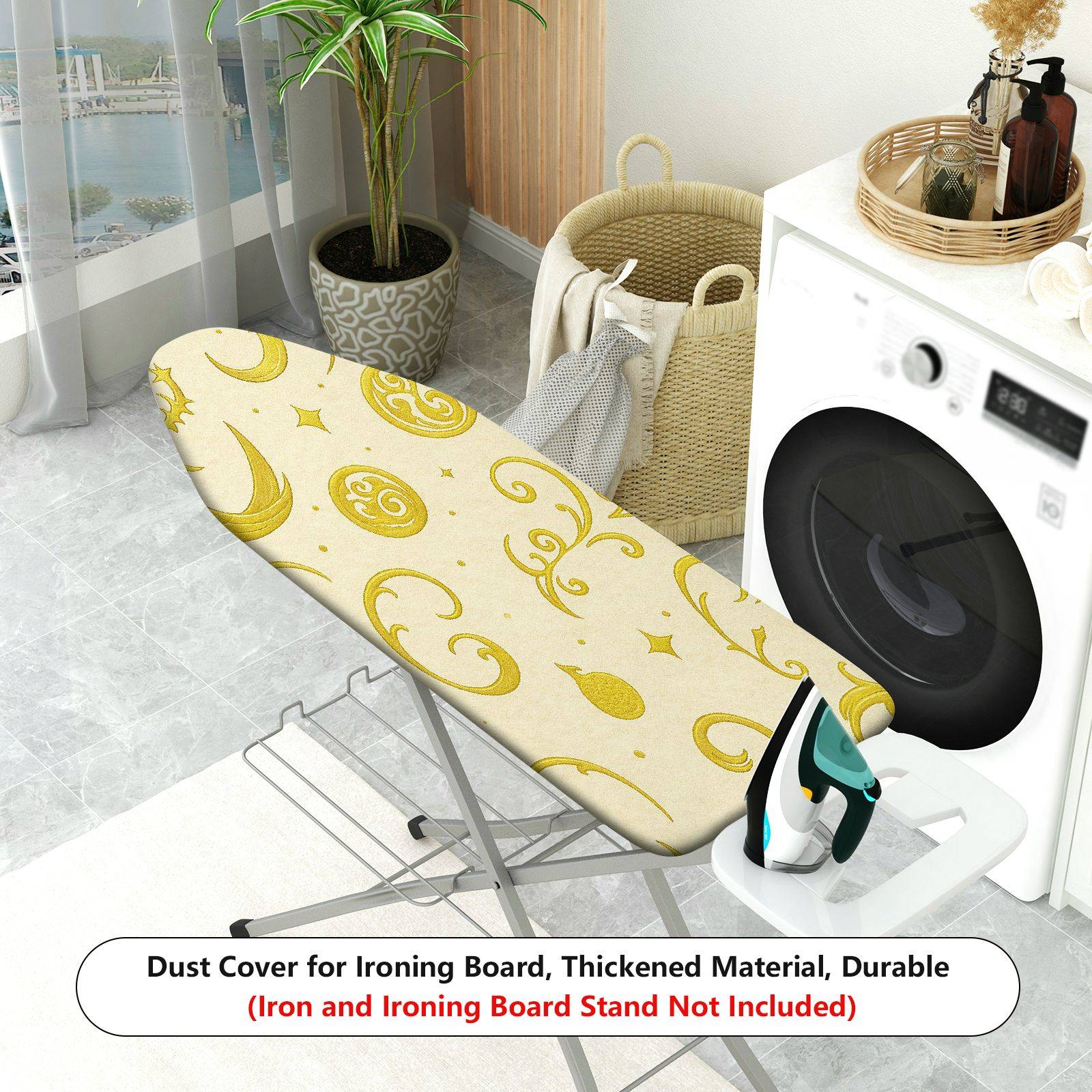 1-Piece Golden Moon Star Pattern Vintage Decorative  Ironing Board Cover, Universal Size, Without Board