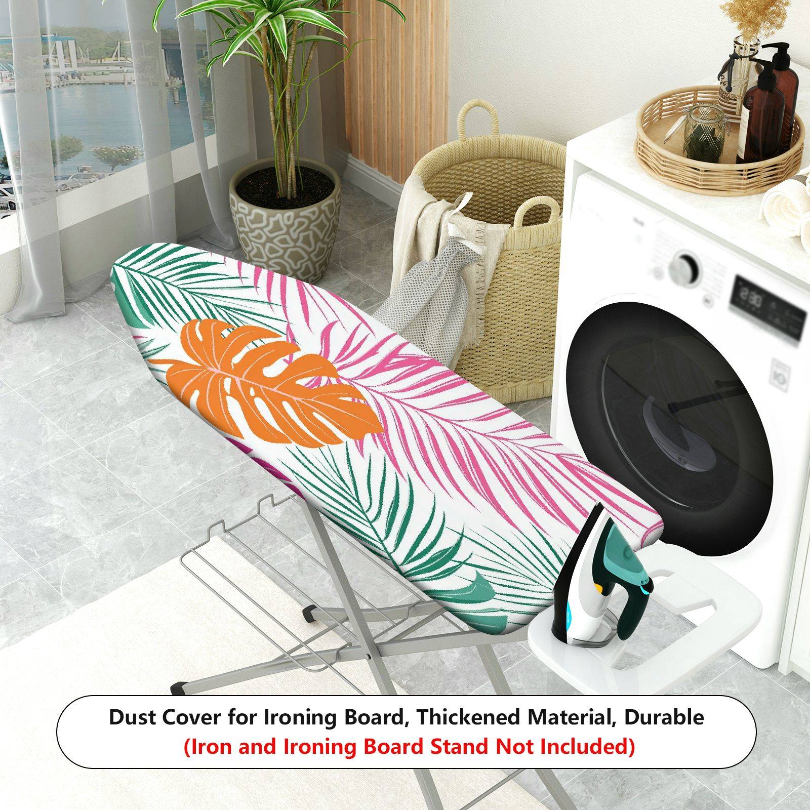 1-Piece Tropical Leaf Floral Colorful  Ironing Board Cover, Universal Size, Without Board