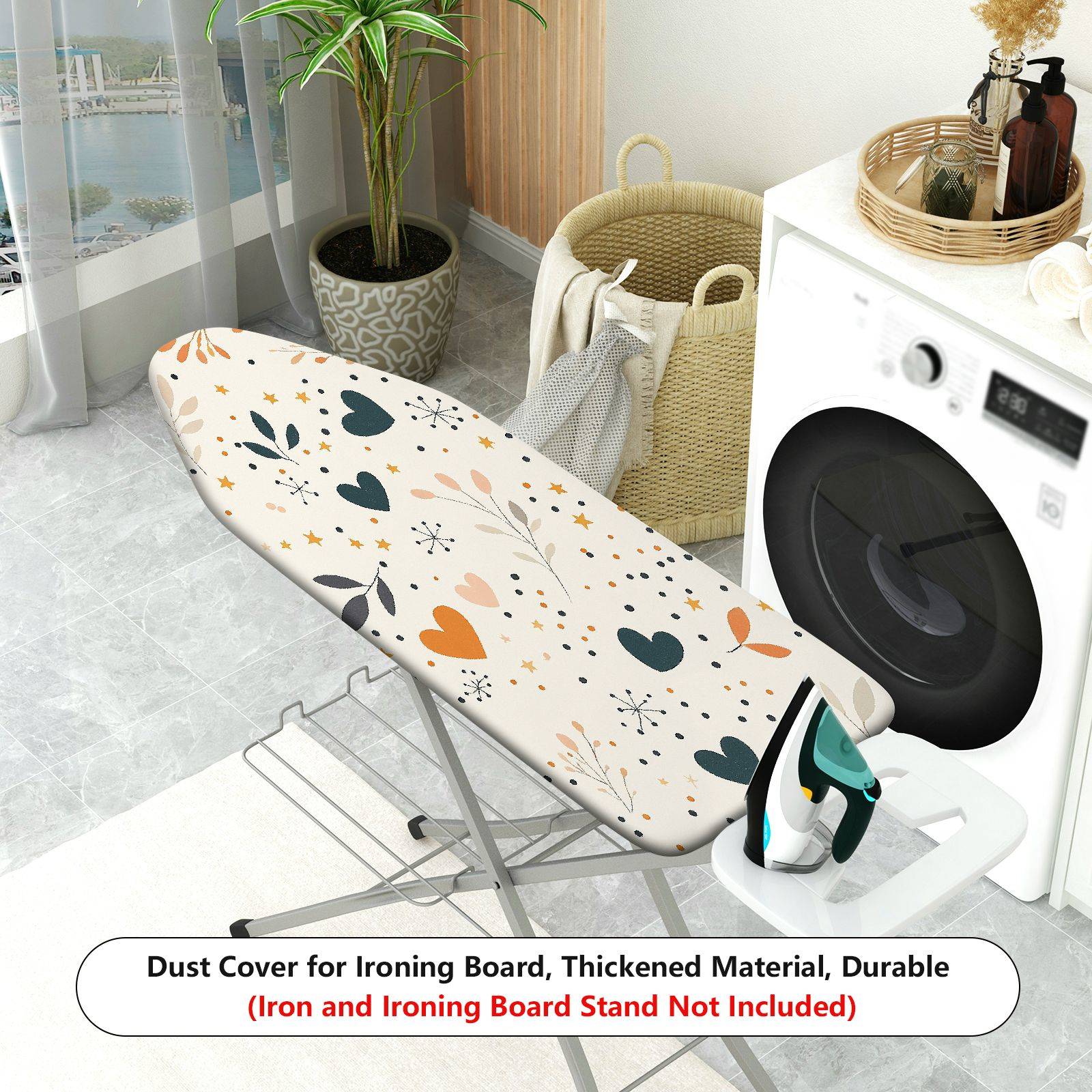 1-Piece Heart Star Floral  Ironing Board Cover, Universal Size, Without Board