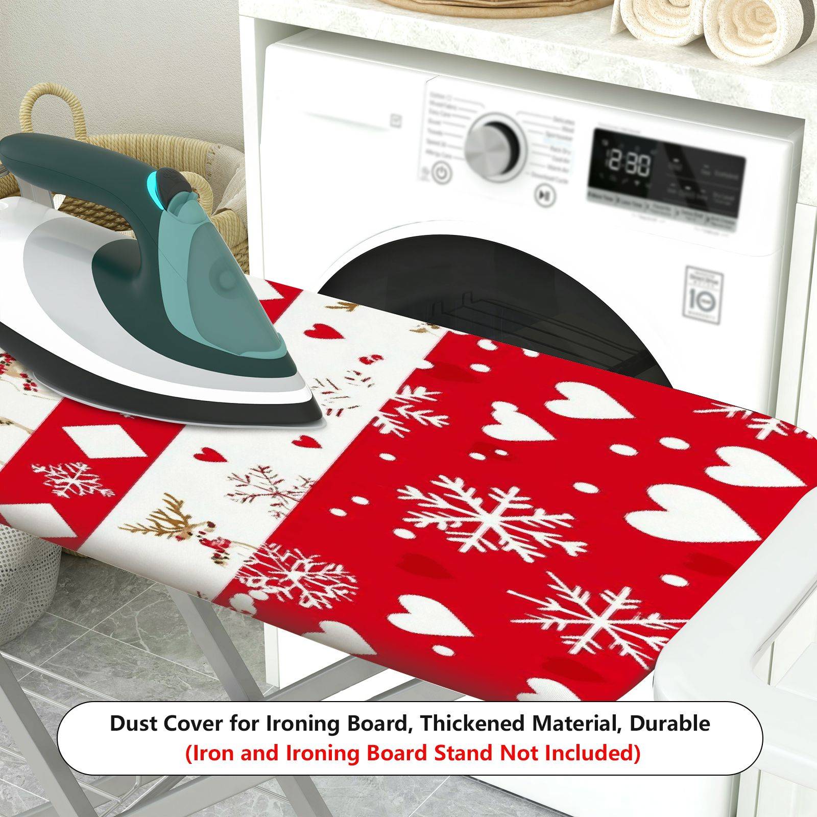 1-Piece Reindeer Snowflake Heart  Ironing Board Cover, Universal Size, Without Board