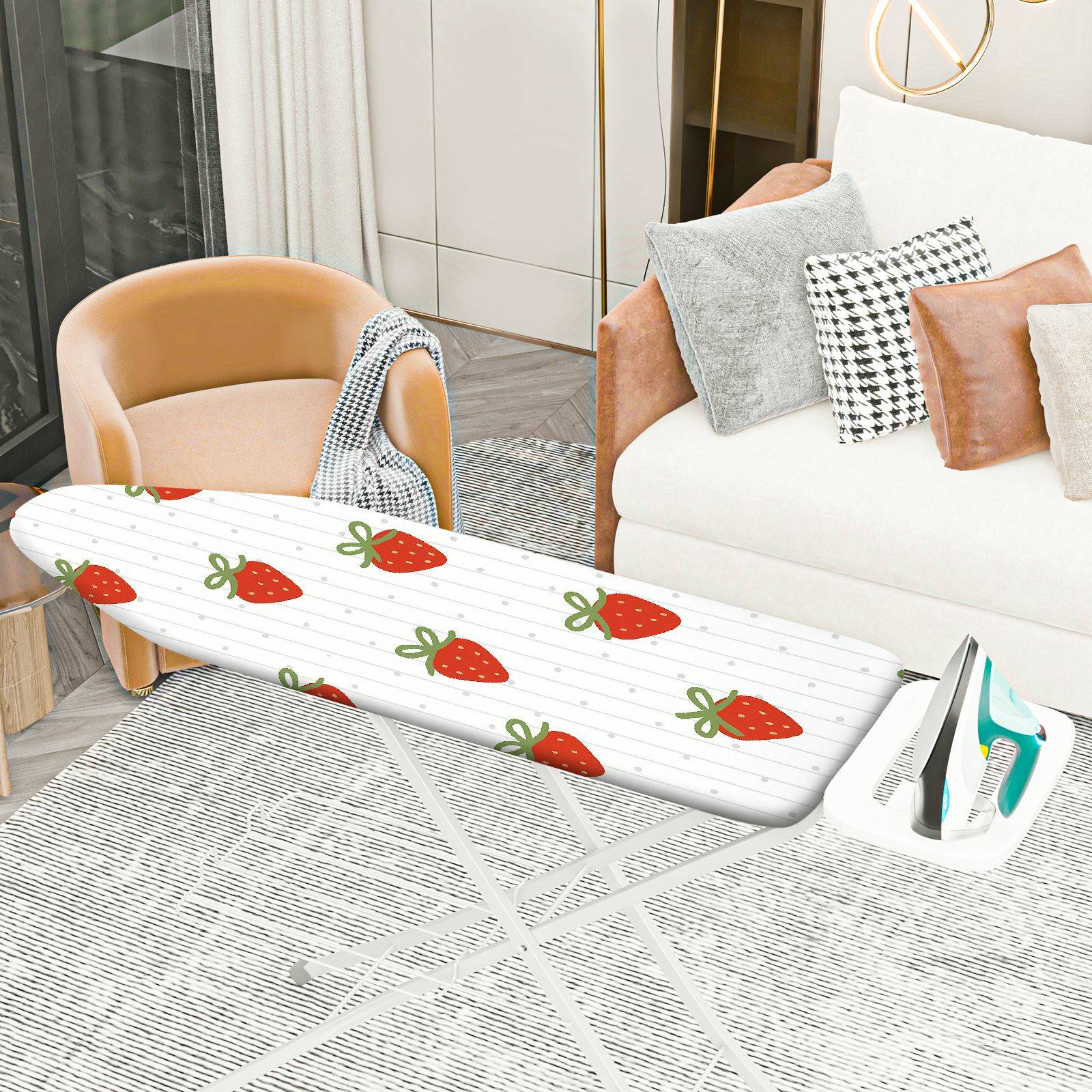 1-Piece Strawberry Pattern Cute Fresh Style  Ironing Board Cover, Universal Size, Without Board