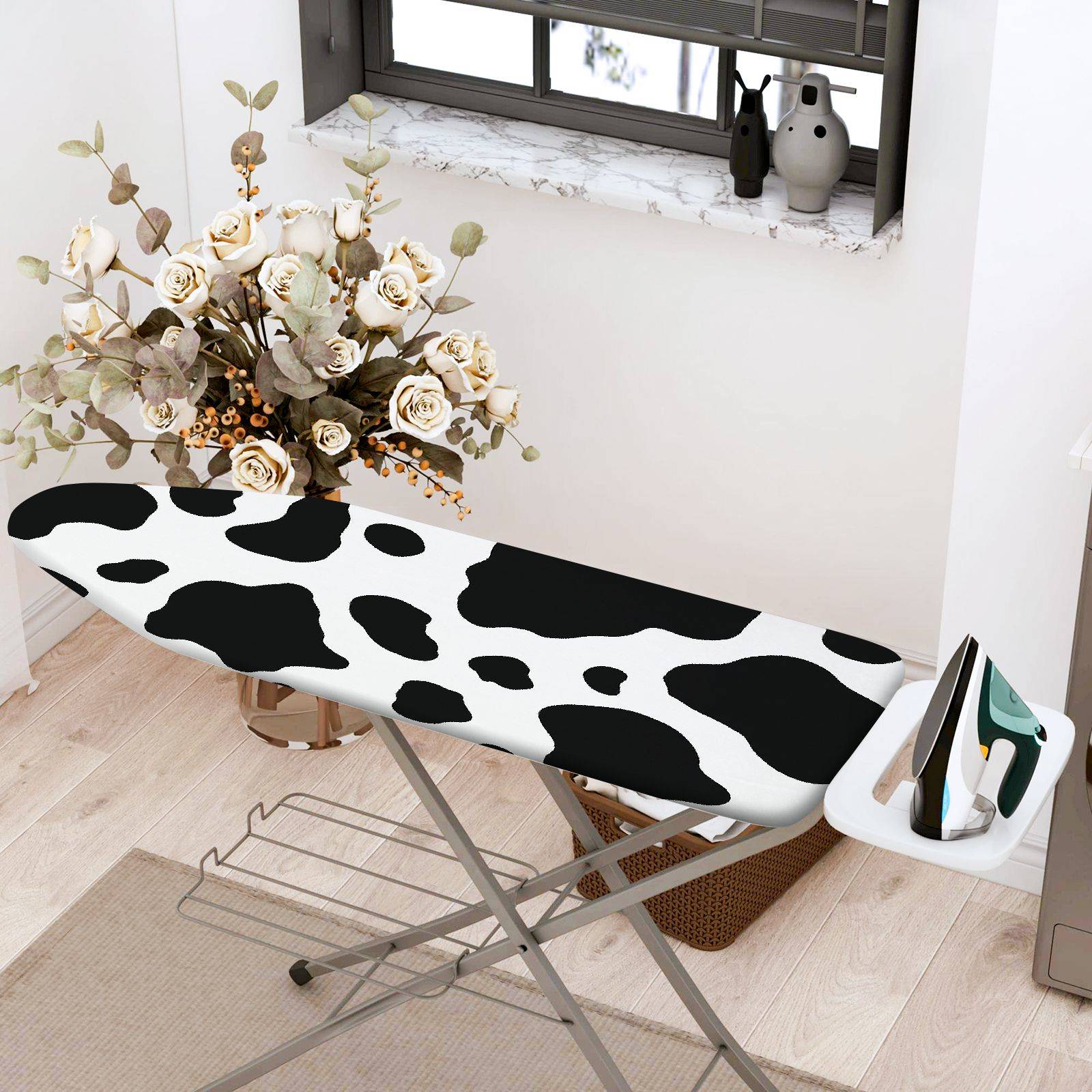 1-Piece Black White Animal Print  Ironing Board Cover, Universal Size, Without Board