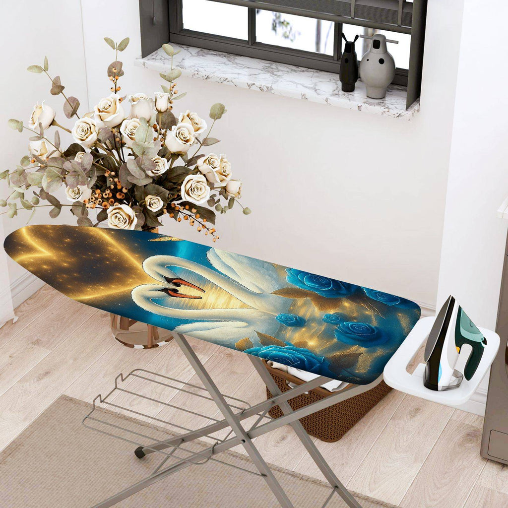1-Piece Swan Blue Rose Starry  Ironing Board Cover, Universal Size, Without Board