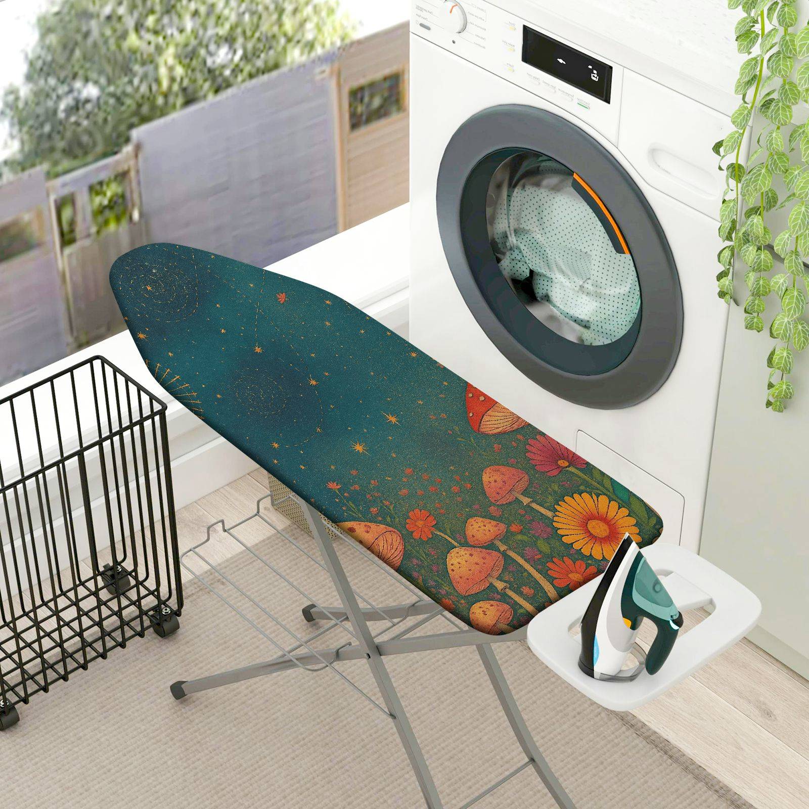 1-Piece Floral Star Mushroom  Ironing Board Cover, Universal Size, Without Board