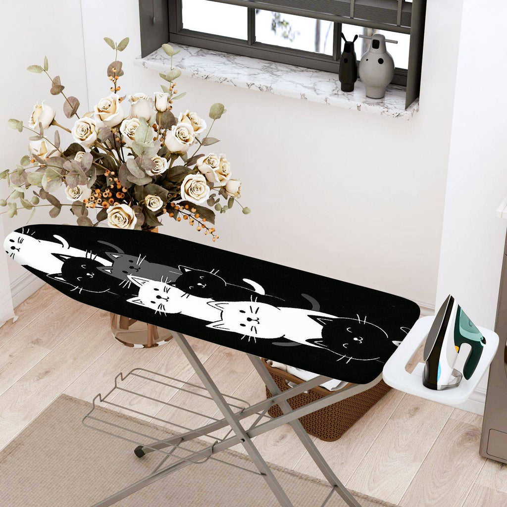 1-Piece Cat Black White  Ironing Board Cover, Universal Size, Without Board