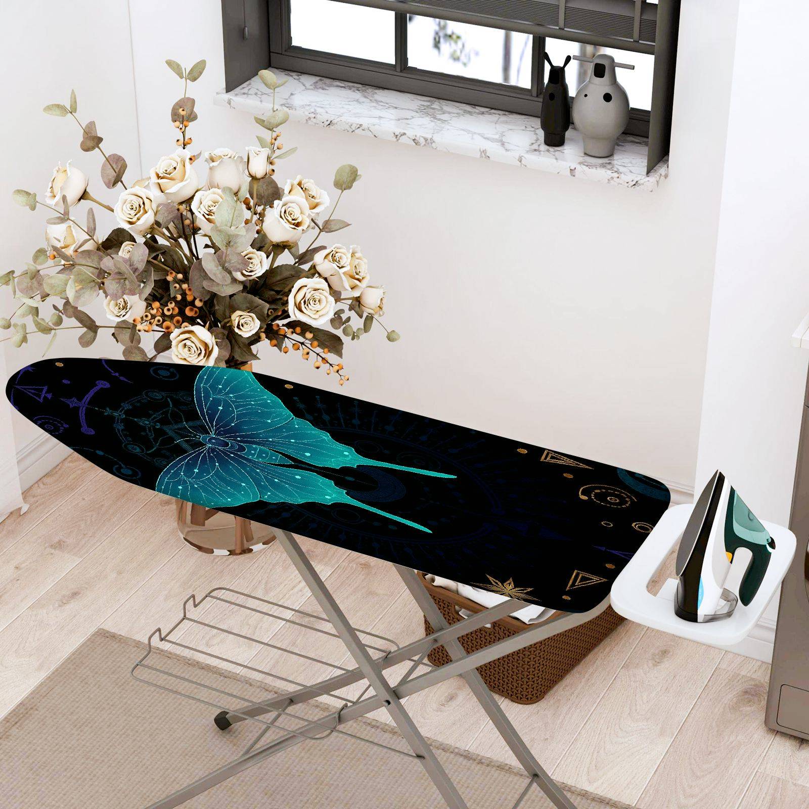 1-Piece Butterfly Starry Night Blue  Ironing Board Cover, Universal Size, Without Board