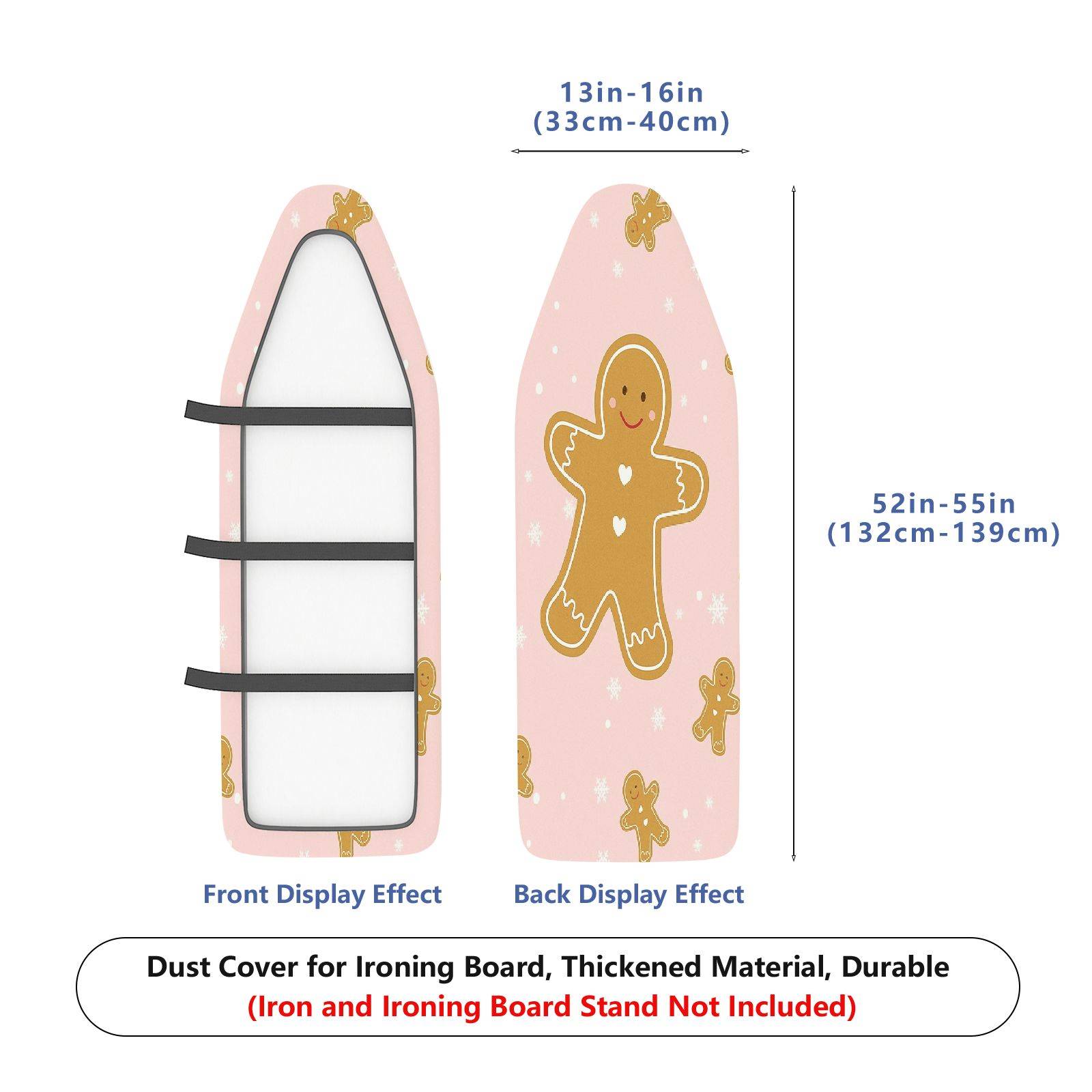1-Piece Christmas Gingerbread Snowflakes  Ironing Board Cover, Universal Size, Without Board