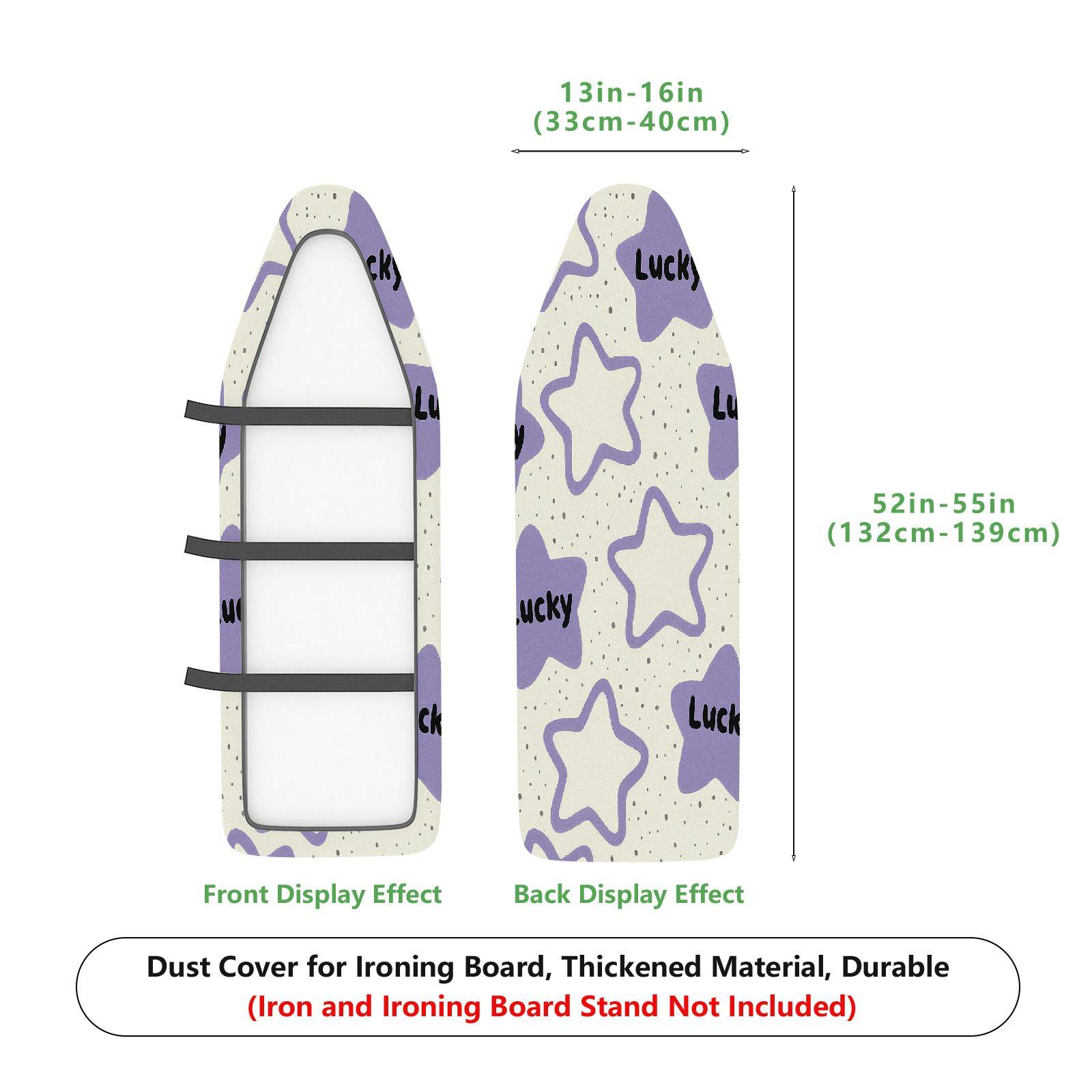 1-Piece Star Pattern Lucky Text Purple  Ironing Board Cover, Universal Size, Without Board