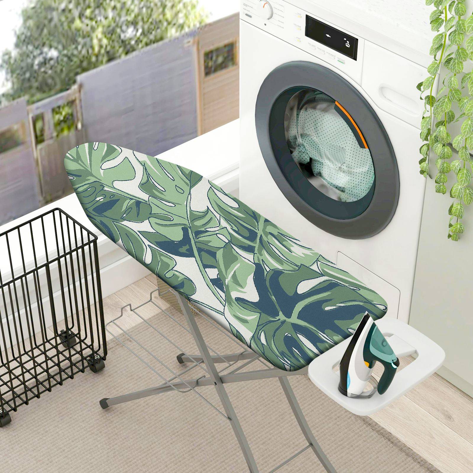 1-Piece Tropical Leaf Pattern Green  Ironing Board Cover, Universal Size, Without Board
