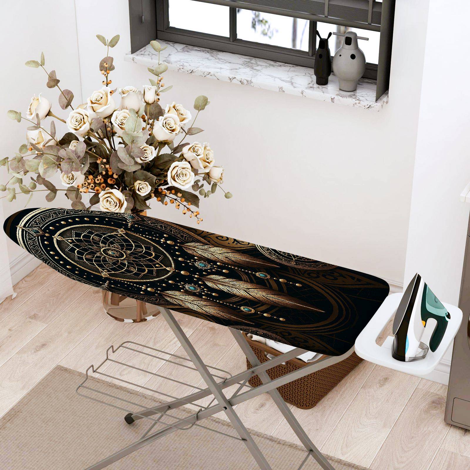 1-Piece Feather Dreamcatcher Bohemian  Ironing Board Cover, Universal Size, Without Board