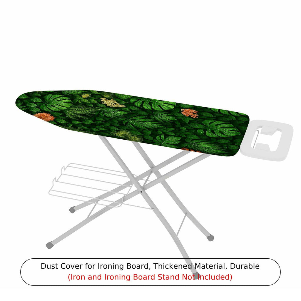 1-Piece Tropical Green Leaves Floral  Ironing Board Cover, Universal Size, Without Board