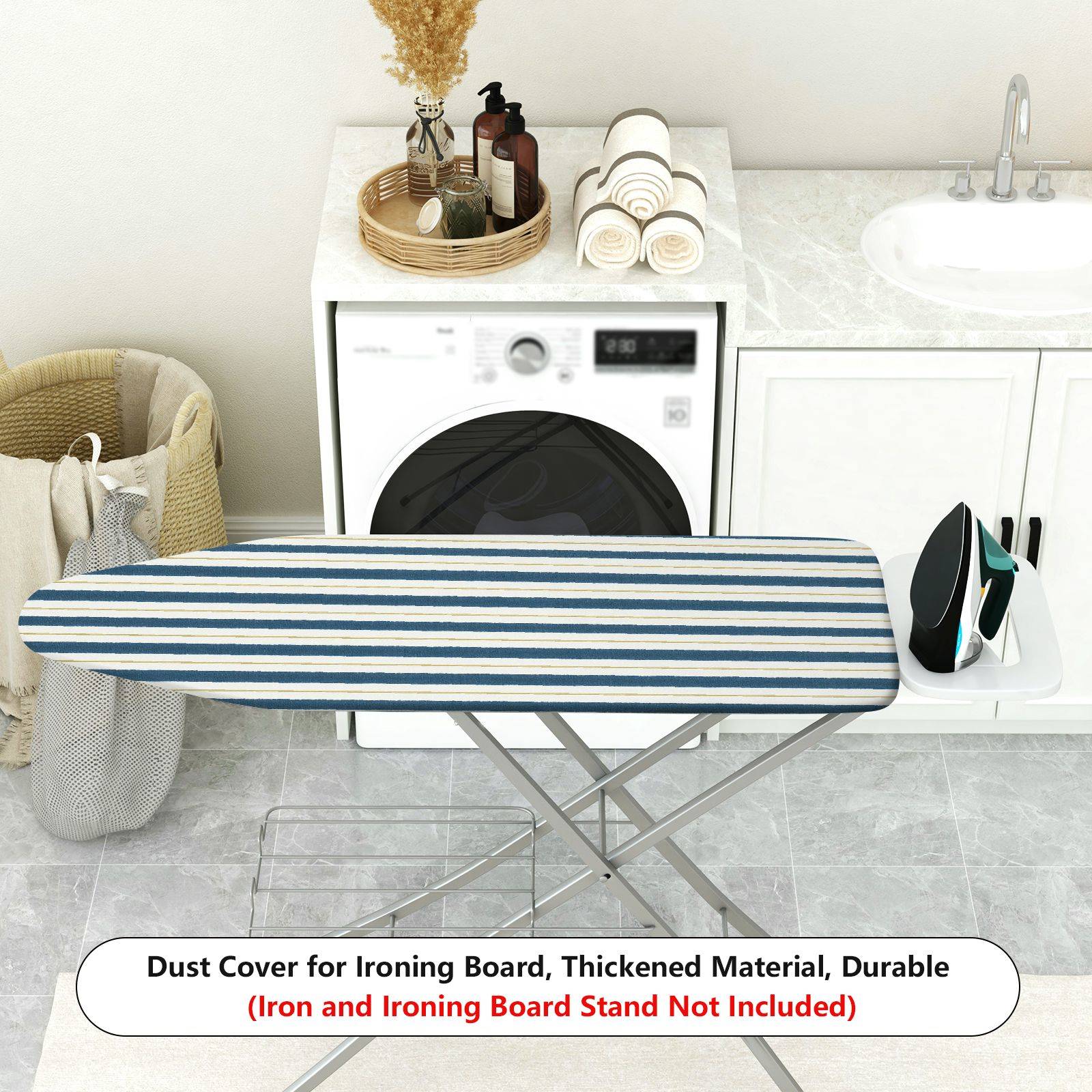 1-Piece Striped Design Navy Blue Pattern Neutral  Ironing Board Cover, Universal Size, Without Board