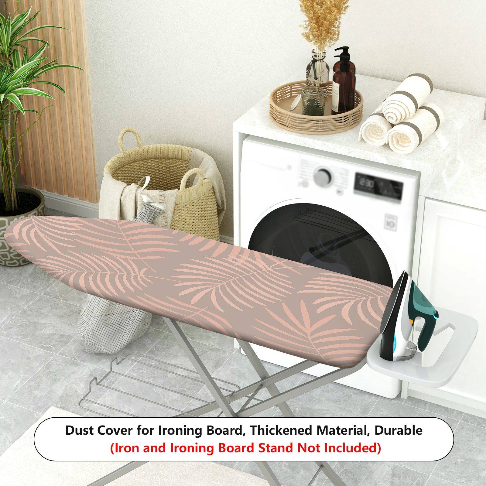 1-Piece Leaf Tropical Beige  Ironing Board Cover, Universal Size, Without Board