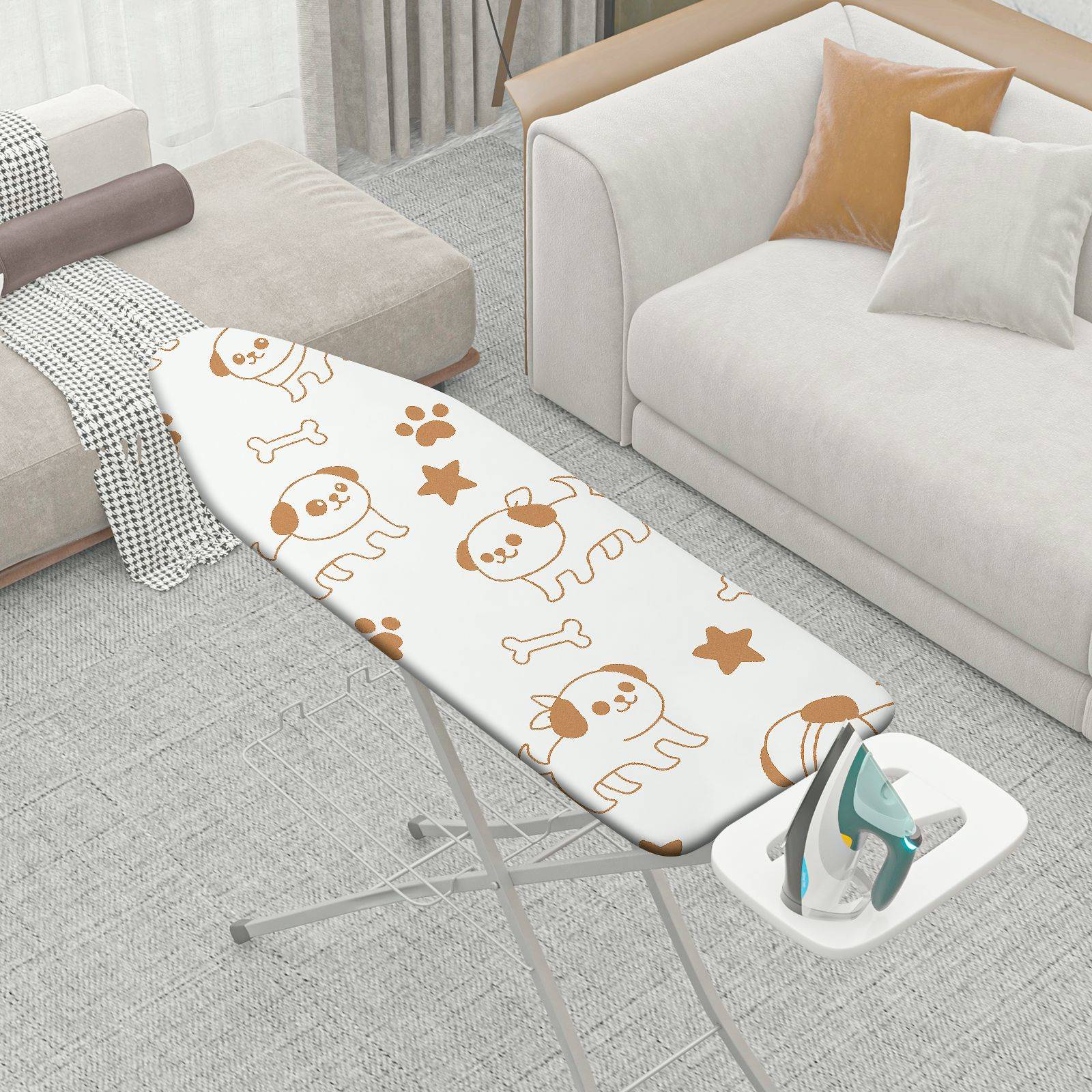 1-Piece Cute Dog Paws Bones  Ironing Board Cover, Universal Size, Without Board