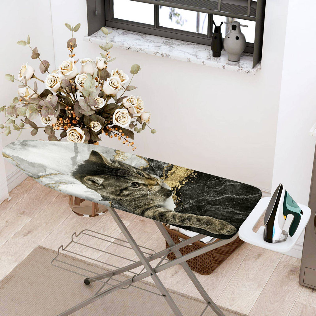 1-Piece Cat Marble Gold  Ironing Board Cover, Universal Size, Without Board