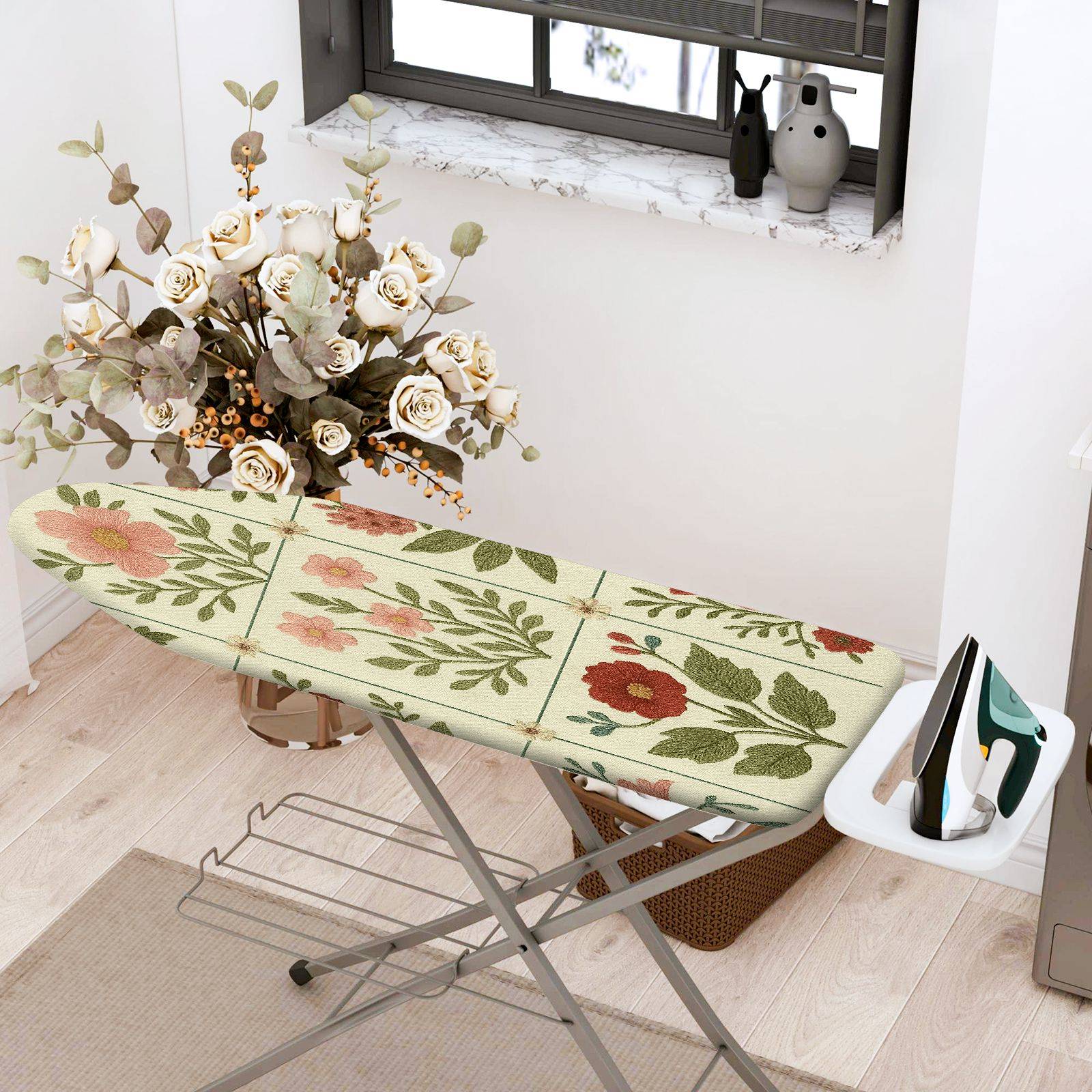 1-Piece Floral Pattern Retro Vintage  Ironing Board Cover, Universal Size, Without Board