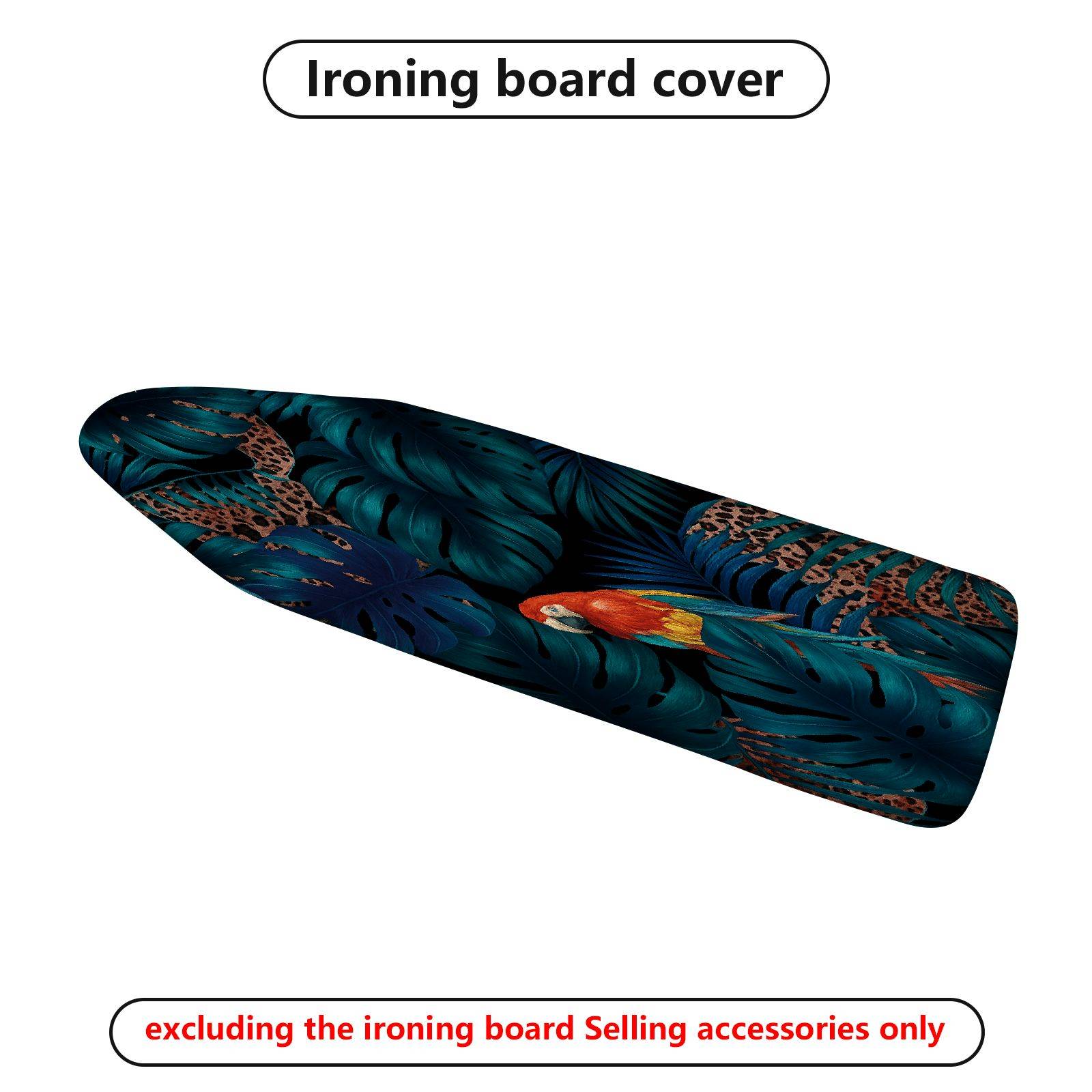 1-Piece Tropical Jungle Parrot Leaves  Ironing Board Cover, Universal Size, Without Board