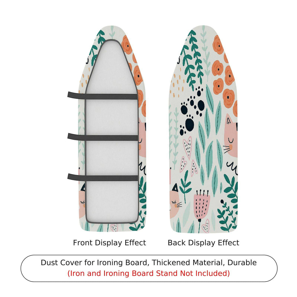 1-Piece Cat Floral Leaf  Ironing Board Cover, Universal Size, Without Board
