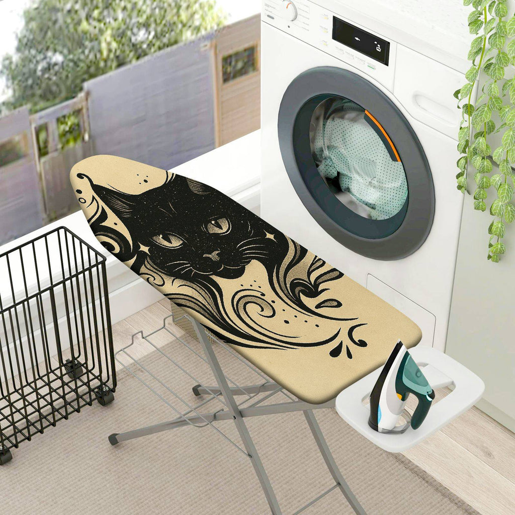 1-Piece Black Cat Abstract Artistic  Ironing Board Cover, Universal Size, Without Board