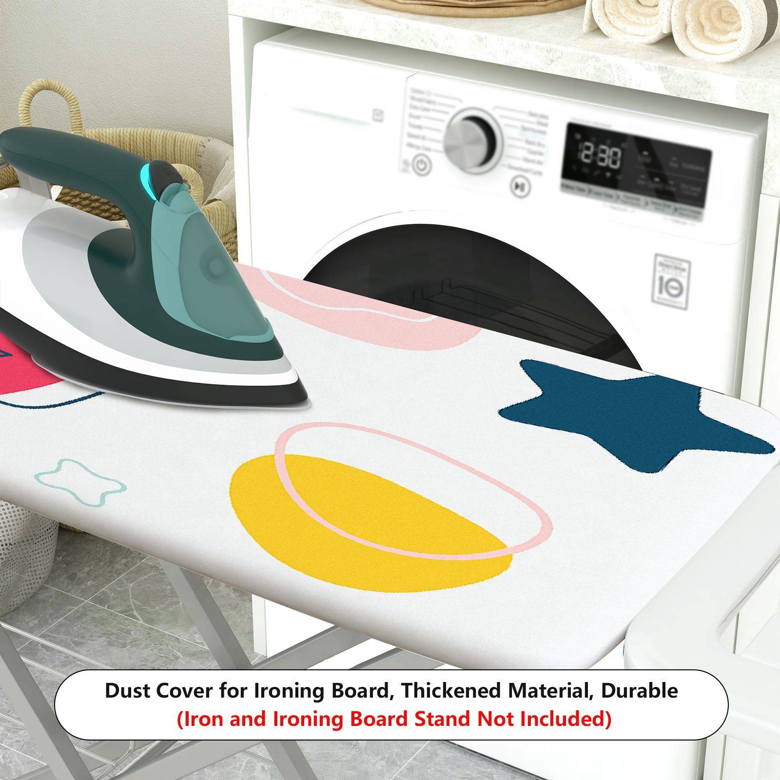 1-Piece Heart Star Pattern Abstract Colorful  Ironing Board Cover, Universal Size, Without Board