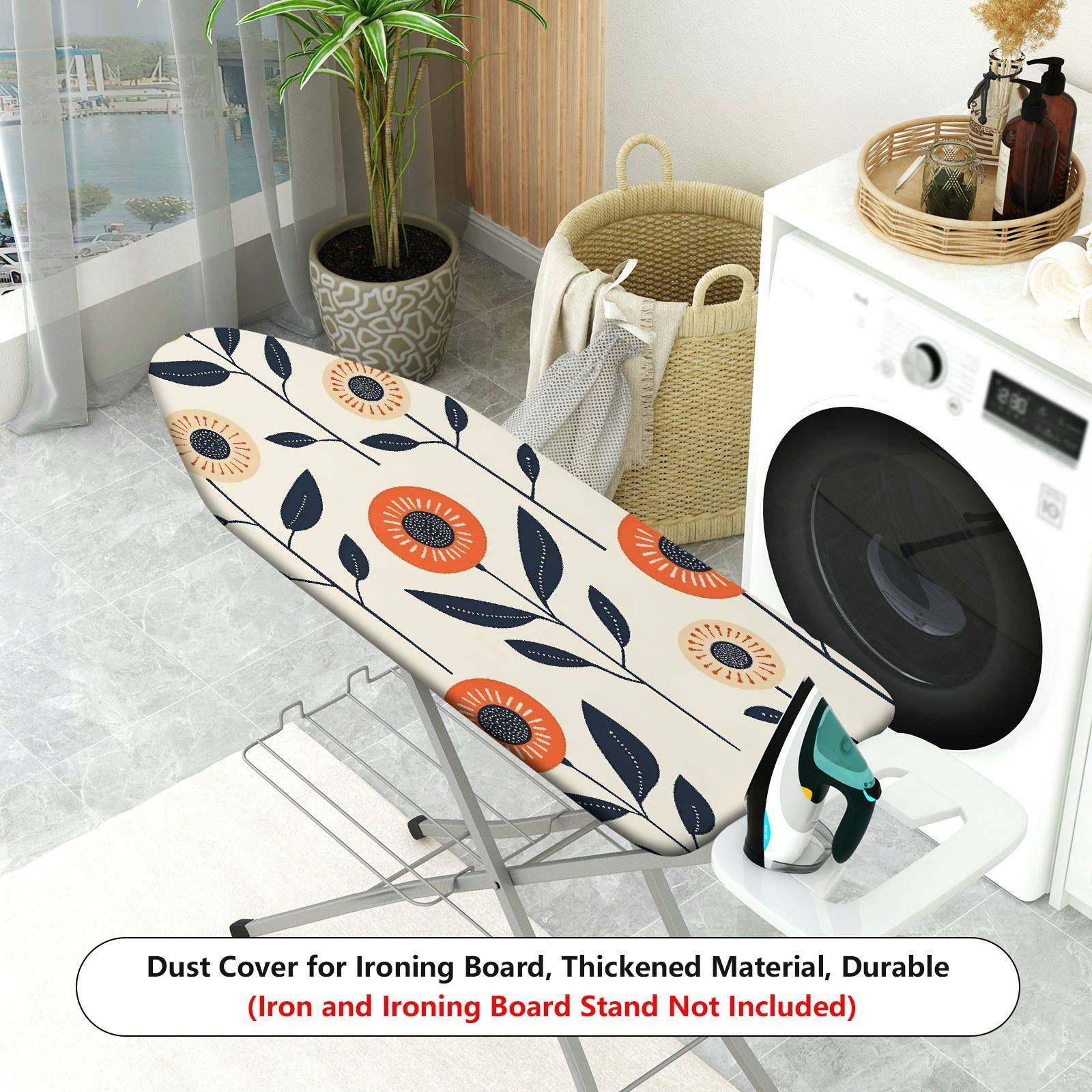1-Piece Floral Sunflower Retro  Ironing Board Cover, Universal Size, Without Board