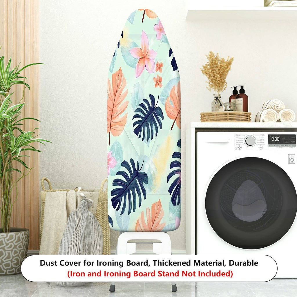 1-Piece Tropical Floral Leaves Pattern Pastel Colors  Ironing Board Cover, Universal Size, Without Board